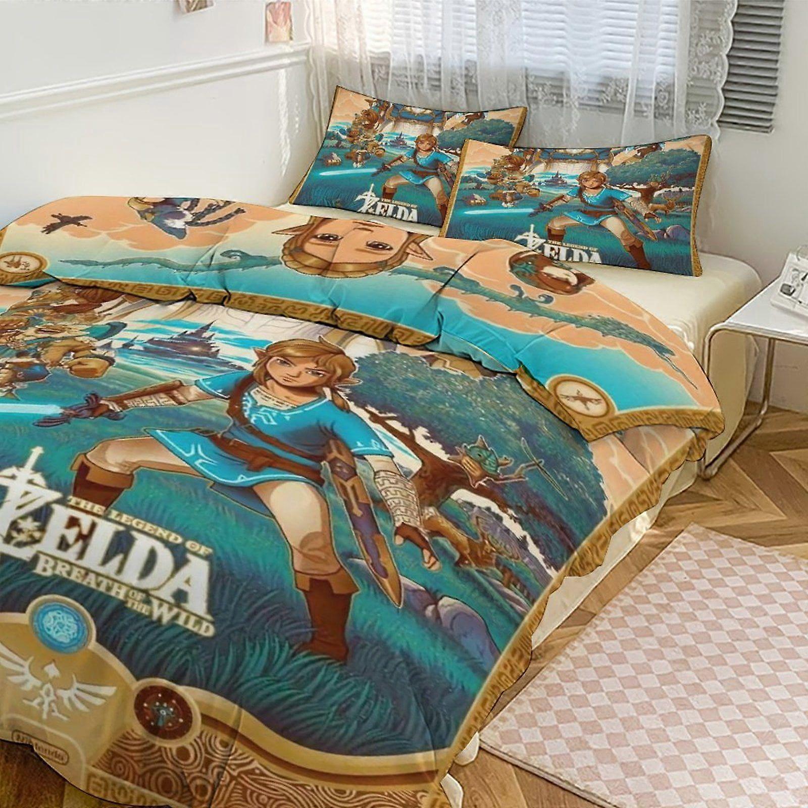 ملاءات السرير g261 طقم مفروشات مطبوعة أسطورة زيلدا طقم لحاف بنمط 3 قطع 1 غطاء لحاف و 2 كيس وسادة للنساء والرجال والمراهقين tq261