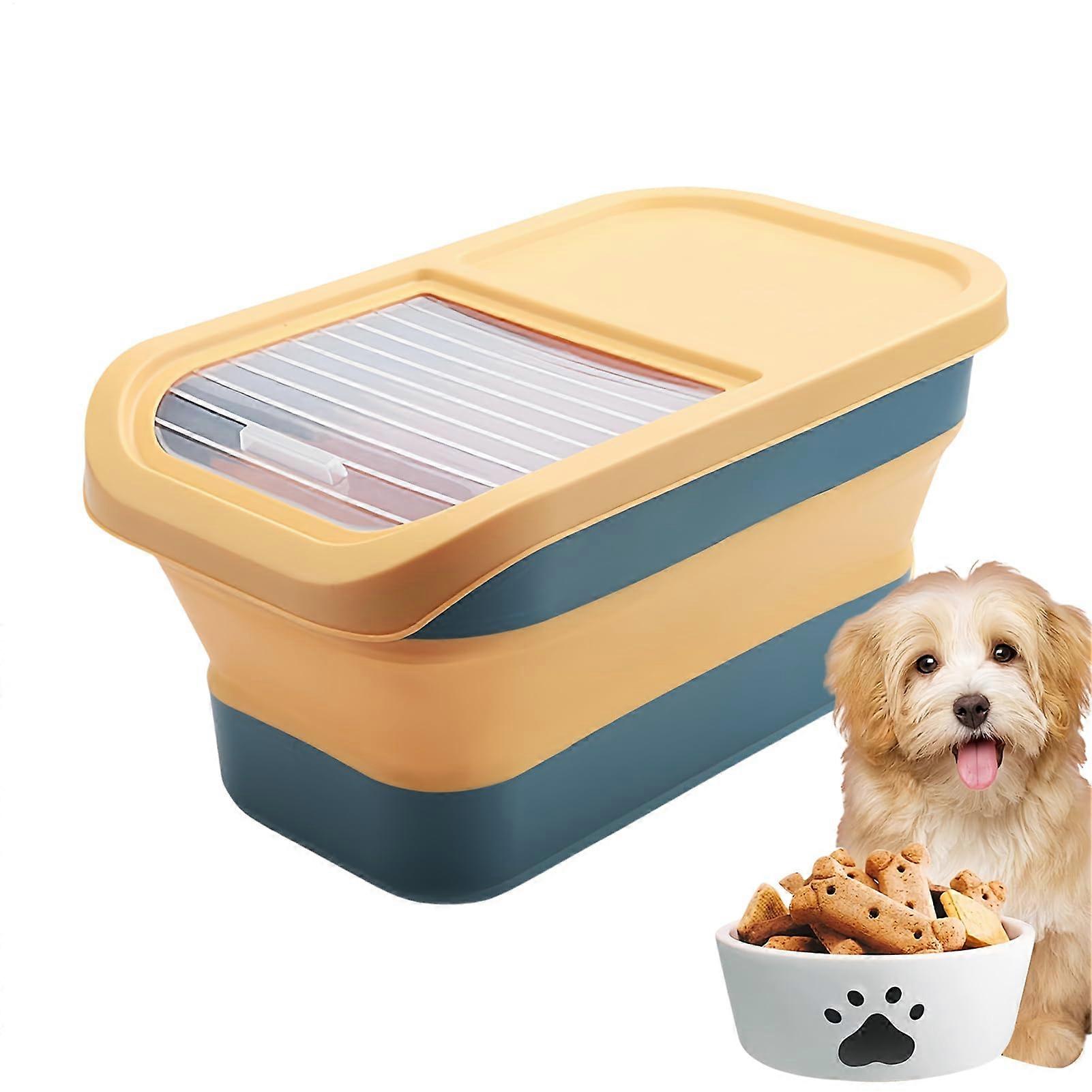 Container Dog Food Storage Airtight 12-15 kg with Foldable Box, Folding Lid, Wheels for Cabinets and Travel