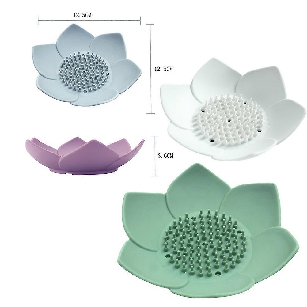 Soap Box Silicone Flower Style for Storage Use 3Pcs White Accessories