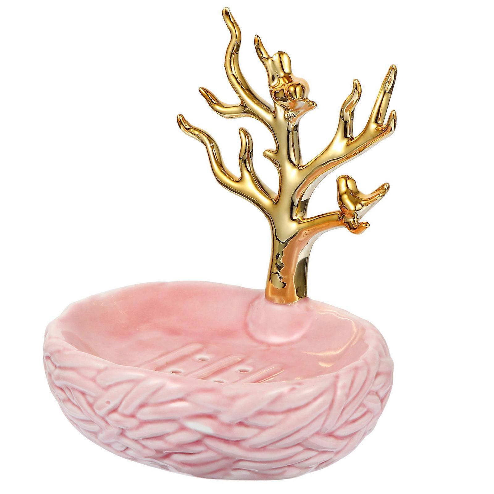Pink Ceramic Soap Dish for Storage 1Pcs Draining Soap Holder