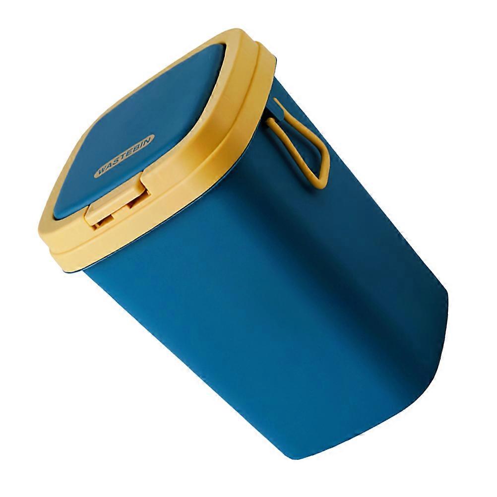 Modern Waste Paper Basket Press Type Garbage Container Suitable For Living Room Bedroom Use Blue PP Material Simple Look 1Pcs