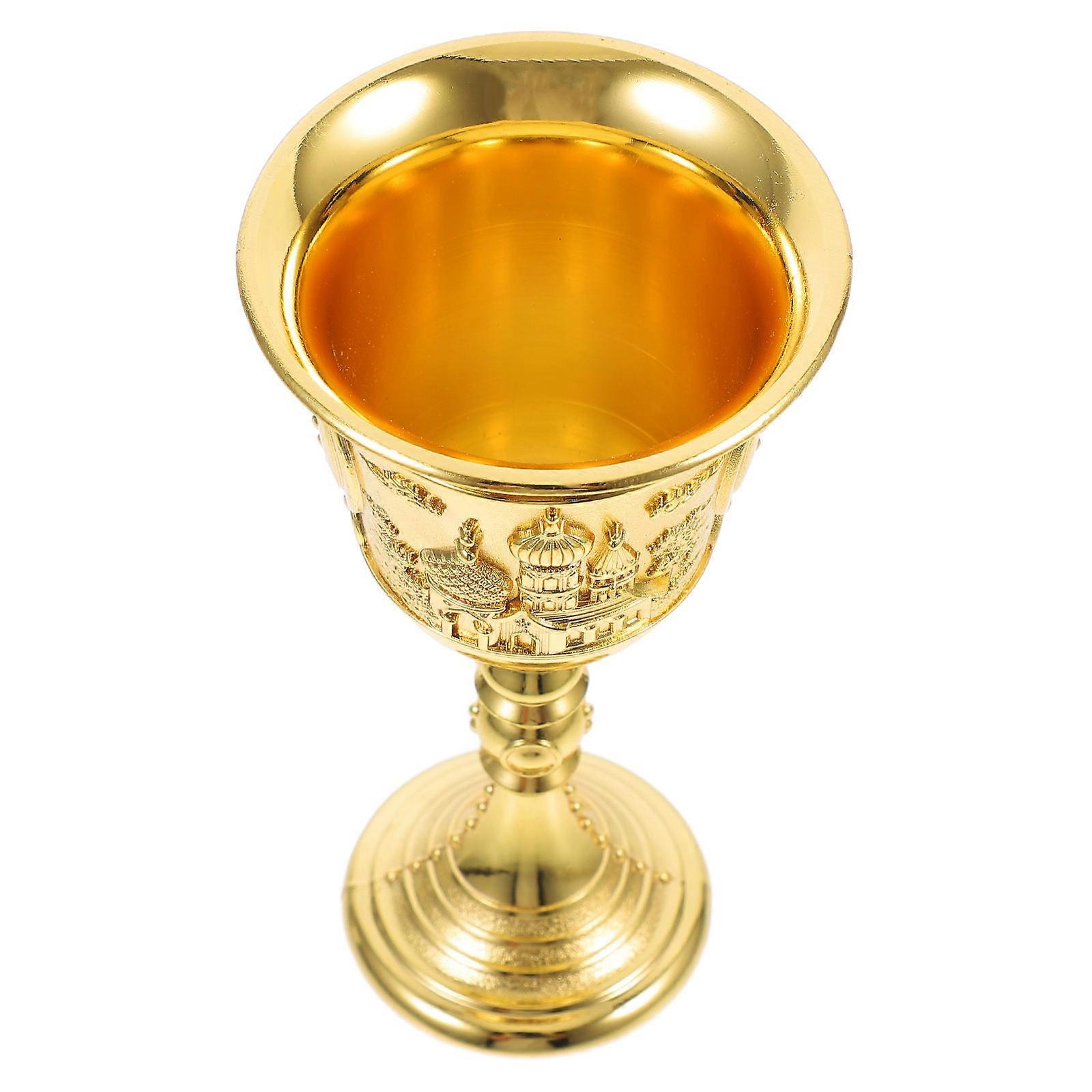 Vintage Style Embossed Wine Glasses for Drinking Use Golden Alloy