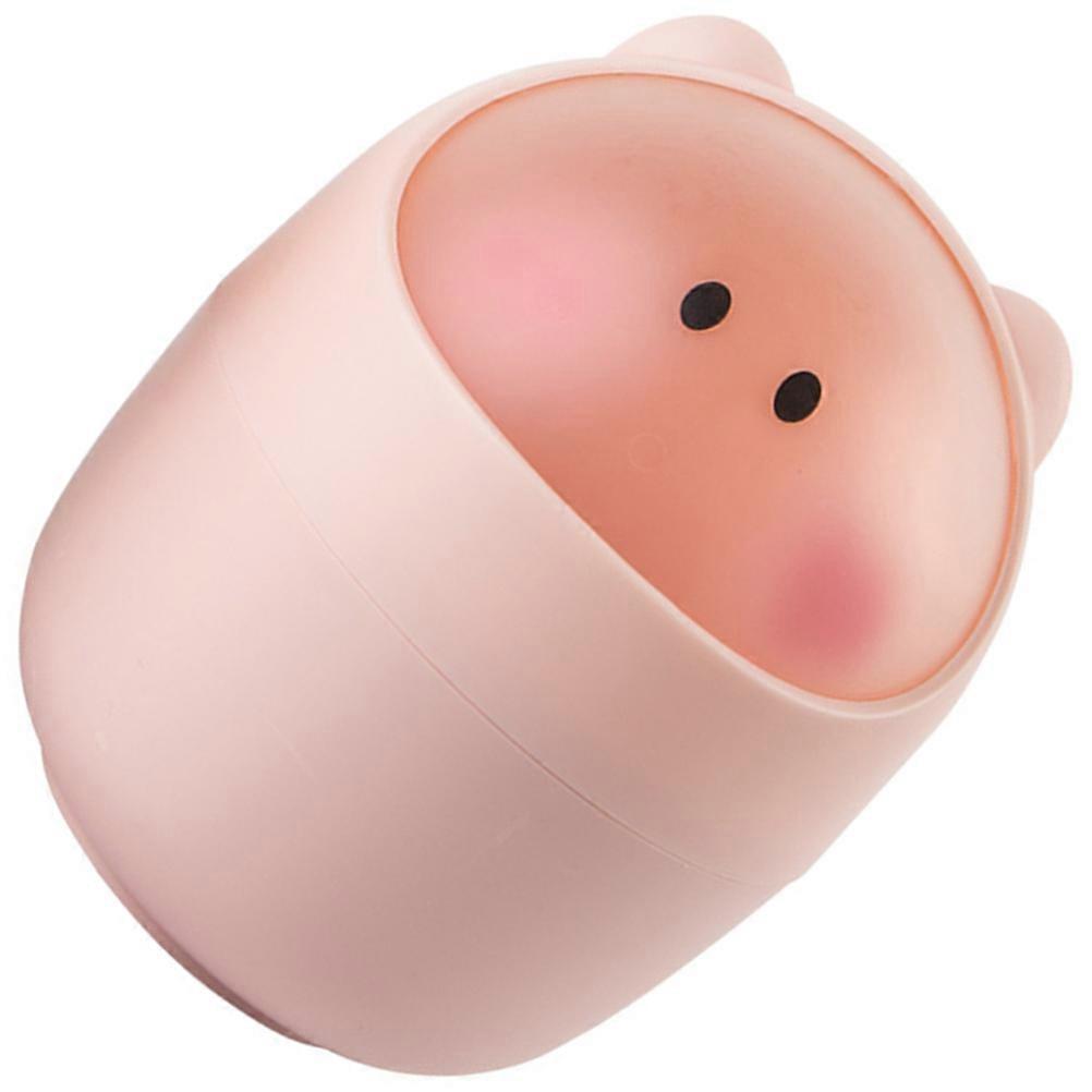 Plastic Desktop Garbage Bin Flip Lid for Home Use Cartoon Trash Can
