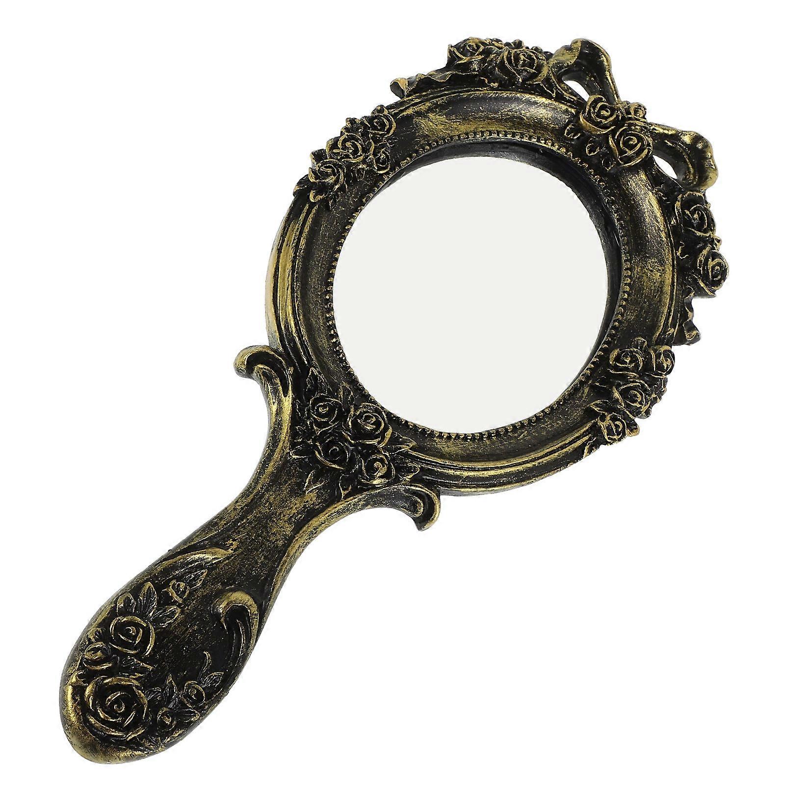 Vintage Small Makeup Mirror Handheld Mirror with Handle for Women 2Pcs