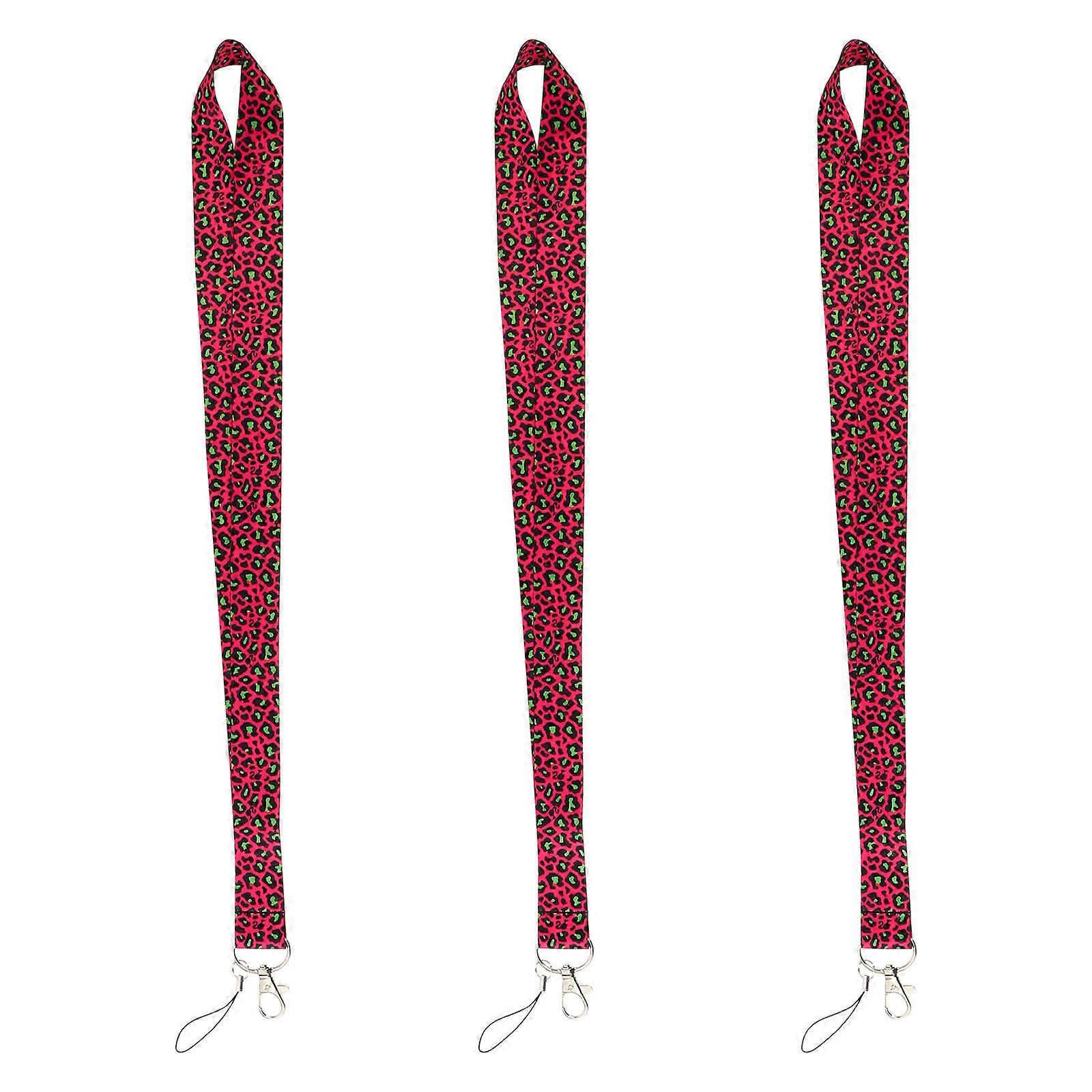 ID Cards Hanging Lanyard Leopard Print For Daily Use Neck Wearing Durable Material 3Pcs