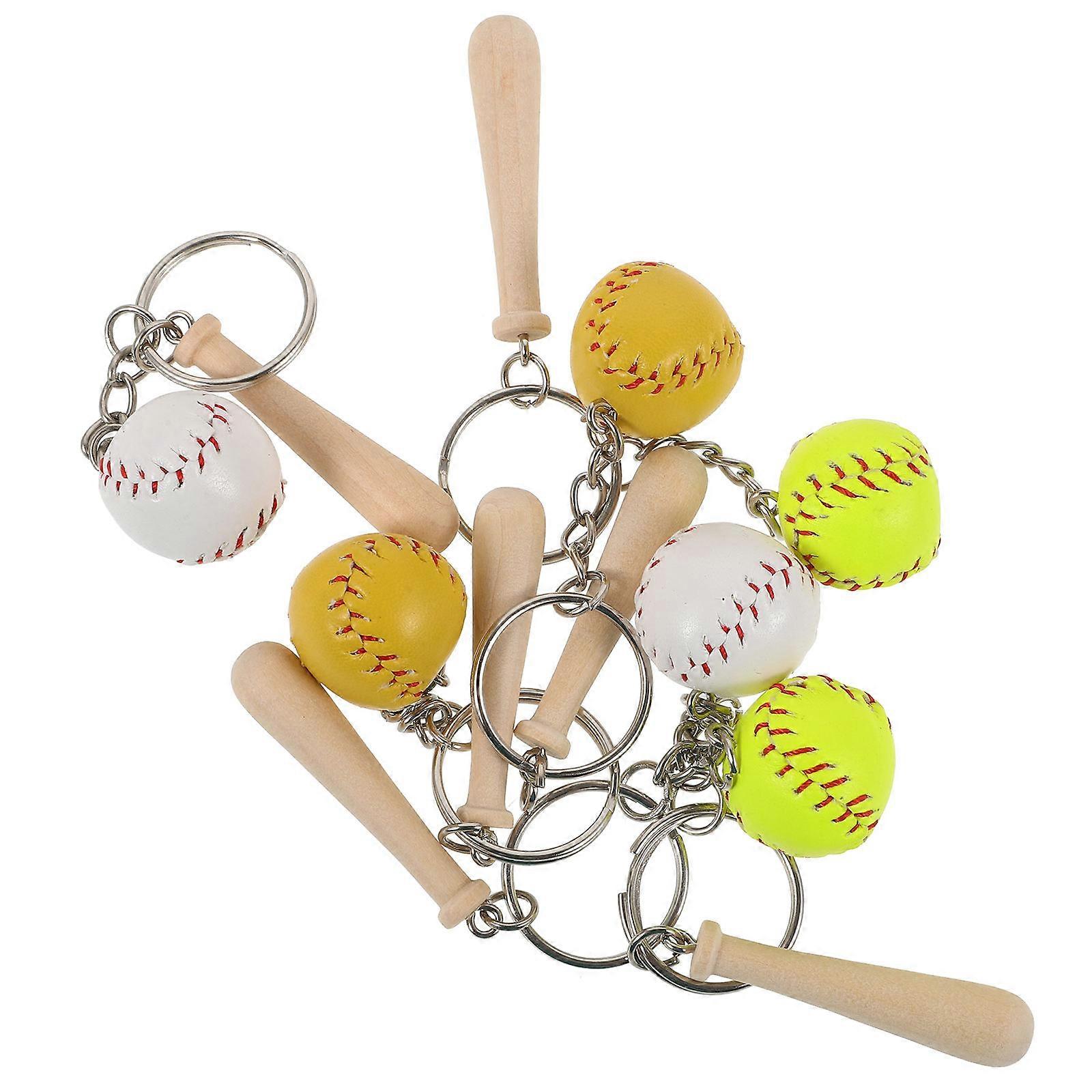 Assorted Color Baseball Keychain for Decor with 6Pcs Backpack Charms