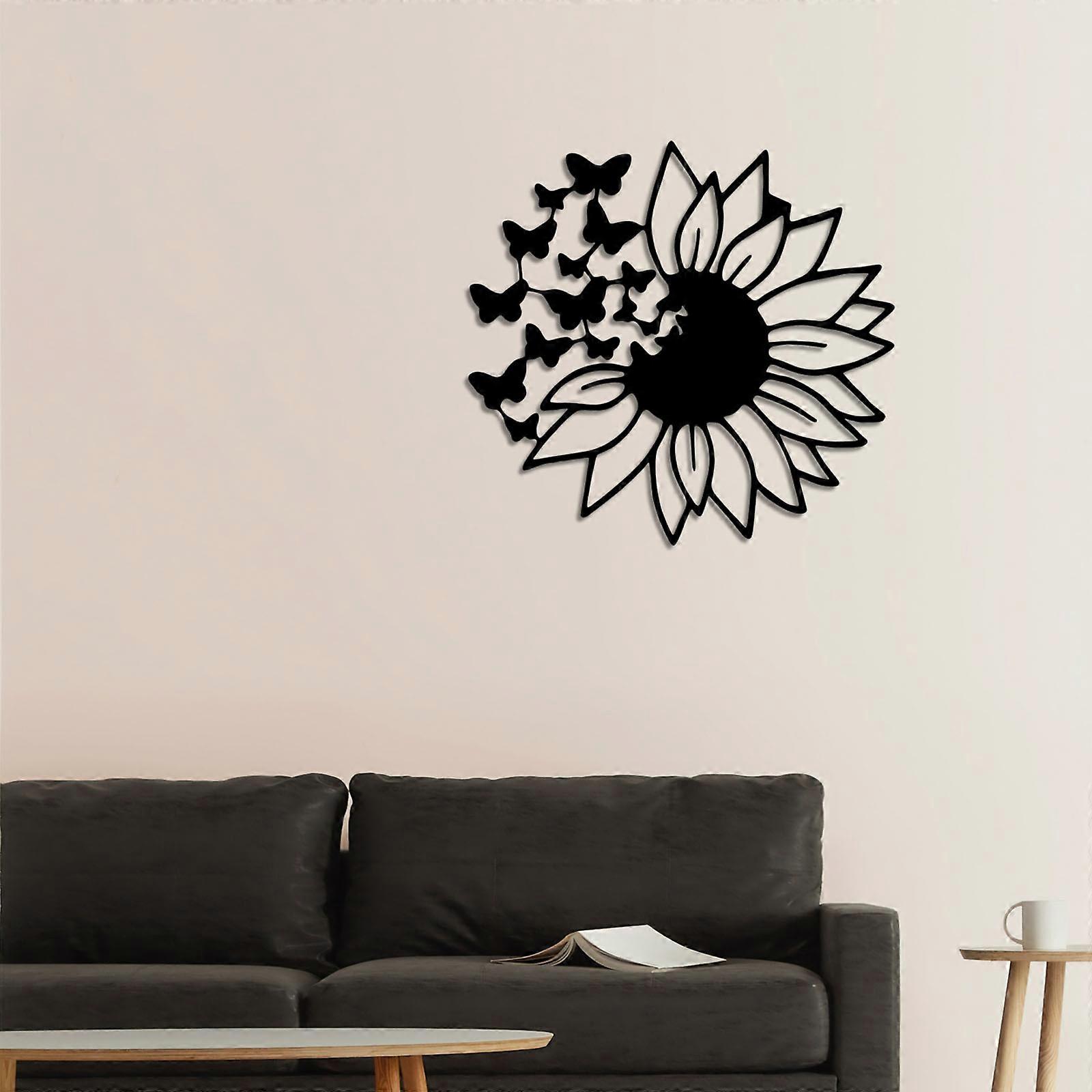 1PC Sunflower and Butterfies Hanging Metal Wall Décor for Home Interiors