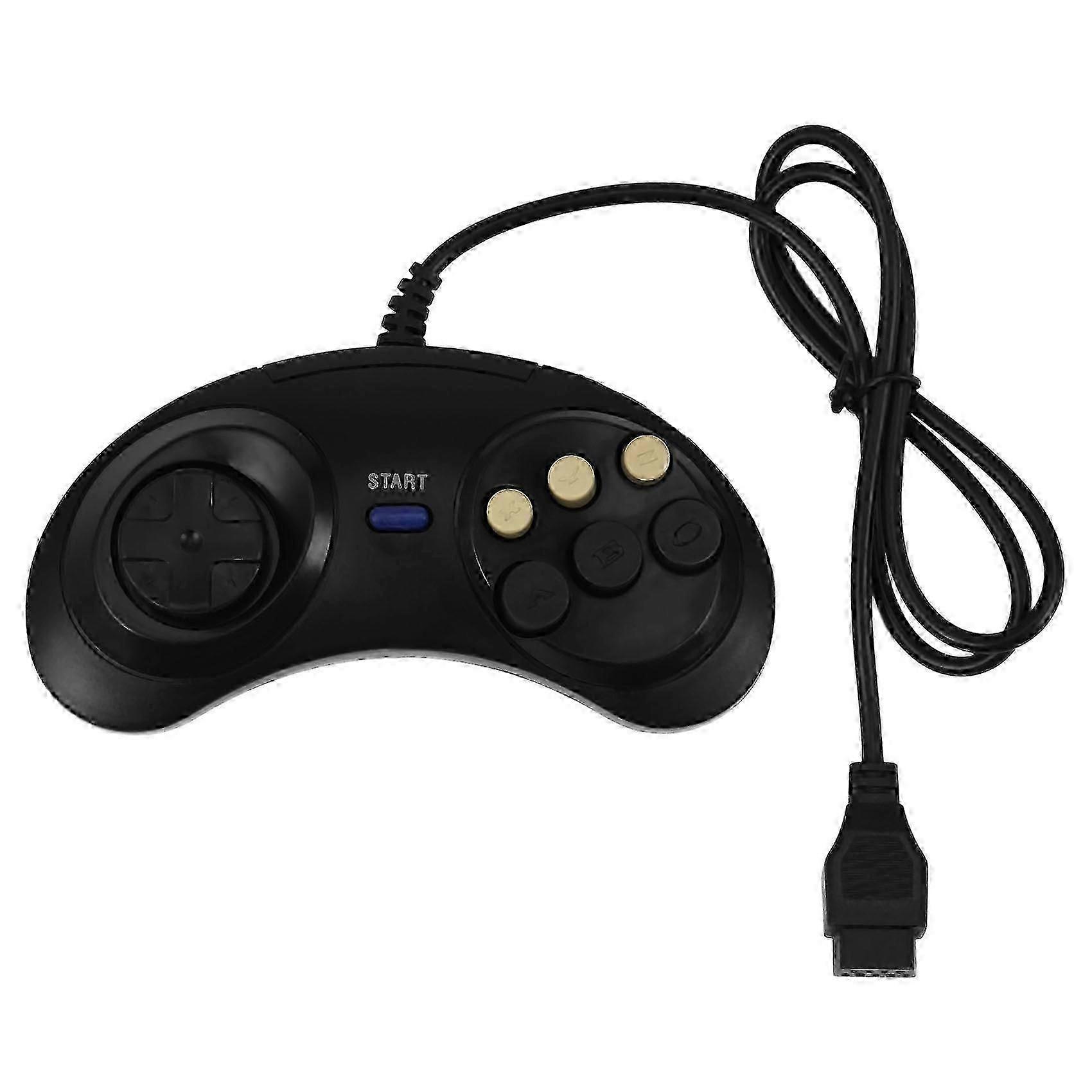 Exquisiter klassischer Retro-Gamecontroller mit 6 Tasten und Kabelgriff, GamePad, JoyStick, Joypad, kompatibel mit SEGA MD2, PC, MAC, Mega Drive, Gaming-Zubehör