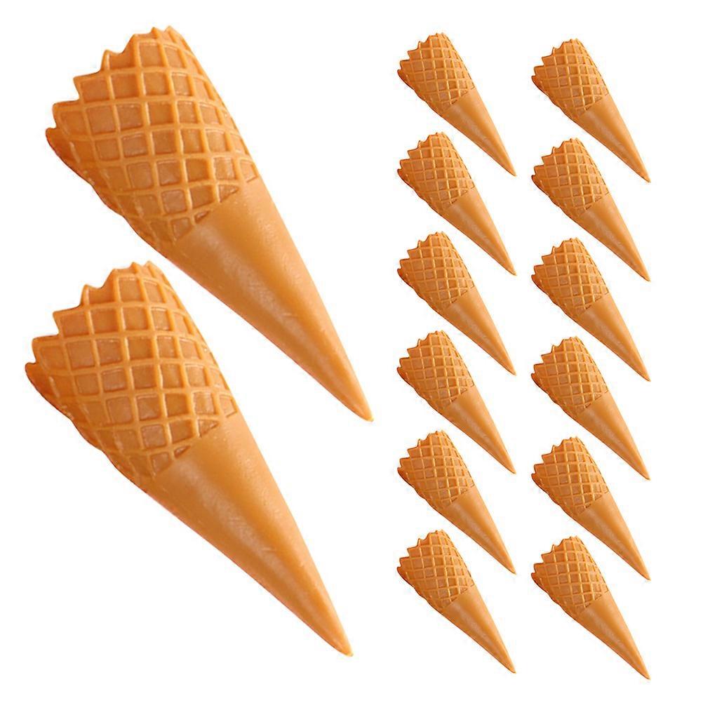Simulation Ice Cream Cone Toys for Pretend Play 16Pcs Light Brown PVC Set