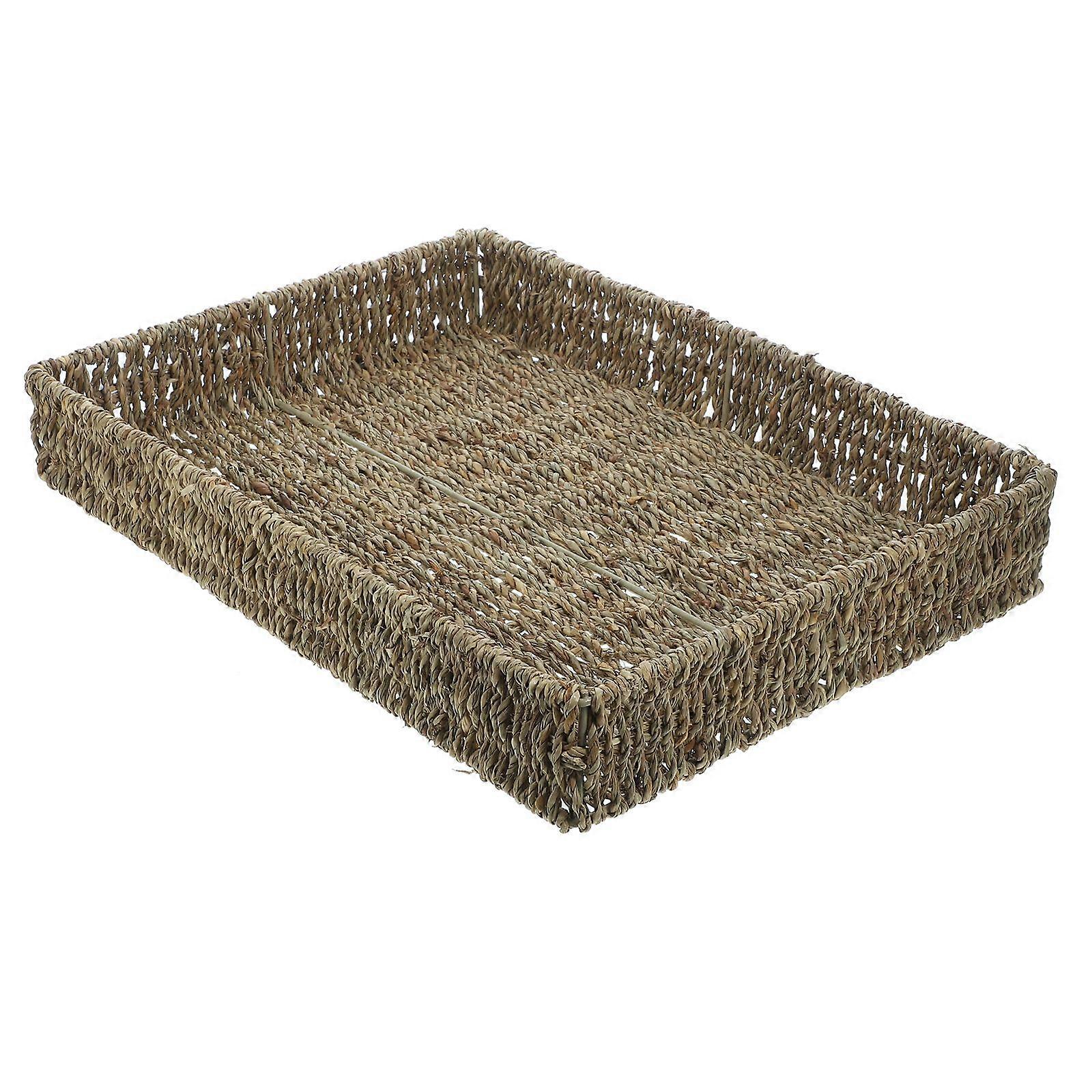 1Pc Practical Seaweed Fruit Basket Rectangular Storage Basket (Light Brown)