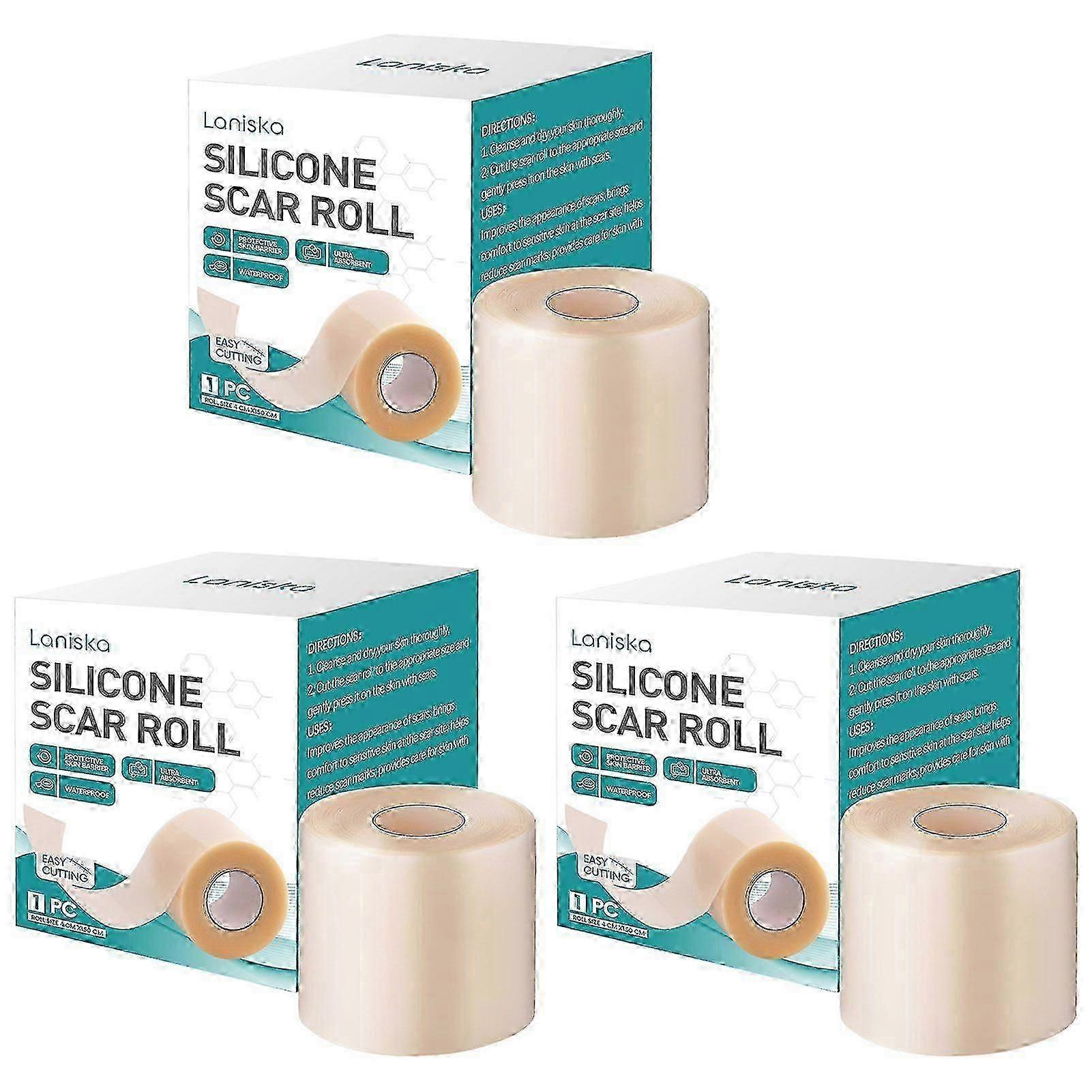 1-3X Silicone Scar Roll, Hydrocolloid Roll for Wound Care, Hydrocolloid Patch Bandages with Self-Adhesive, Highly Absorbent for Burn, Blister
