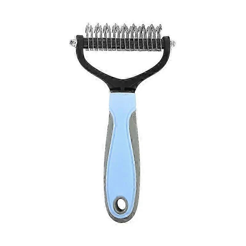Pets Stainless Steel Grooming Brush Two-Sided Shedding and Dematting Undercoat Rake Comb for Dog Cat Remove Knots Tangles Easily