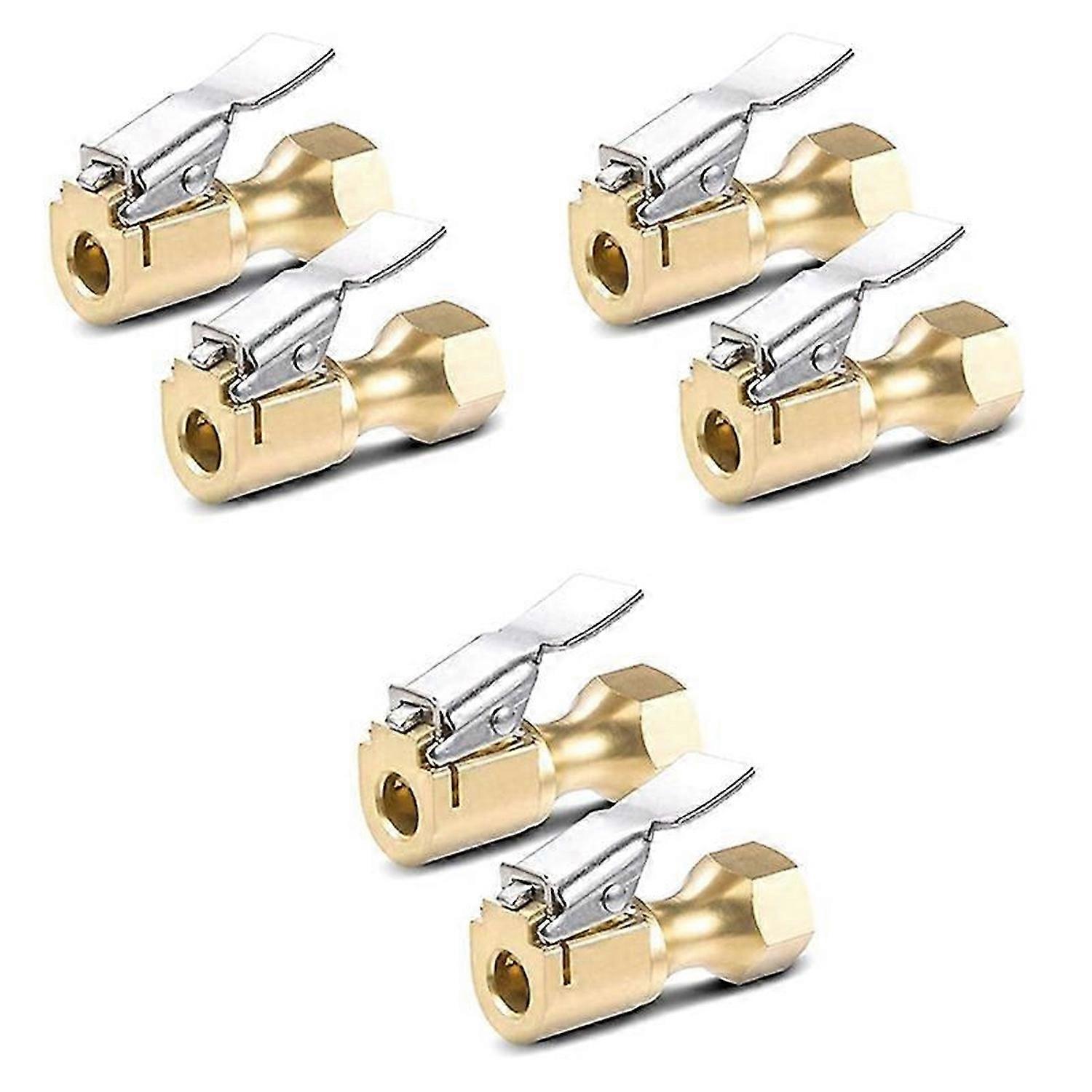 6Pcs Air Chuck-Heavy Duty Closed Flow Lock on Tire Chuck with Clip for Inflator Gauge Compressor Acc