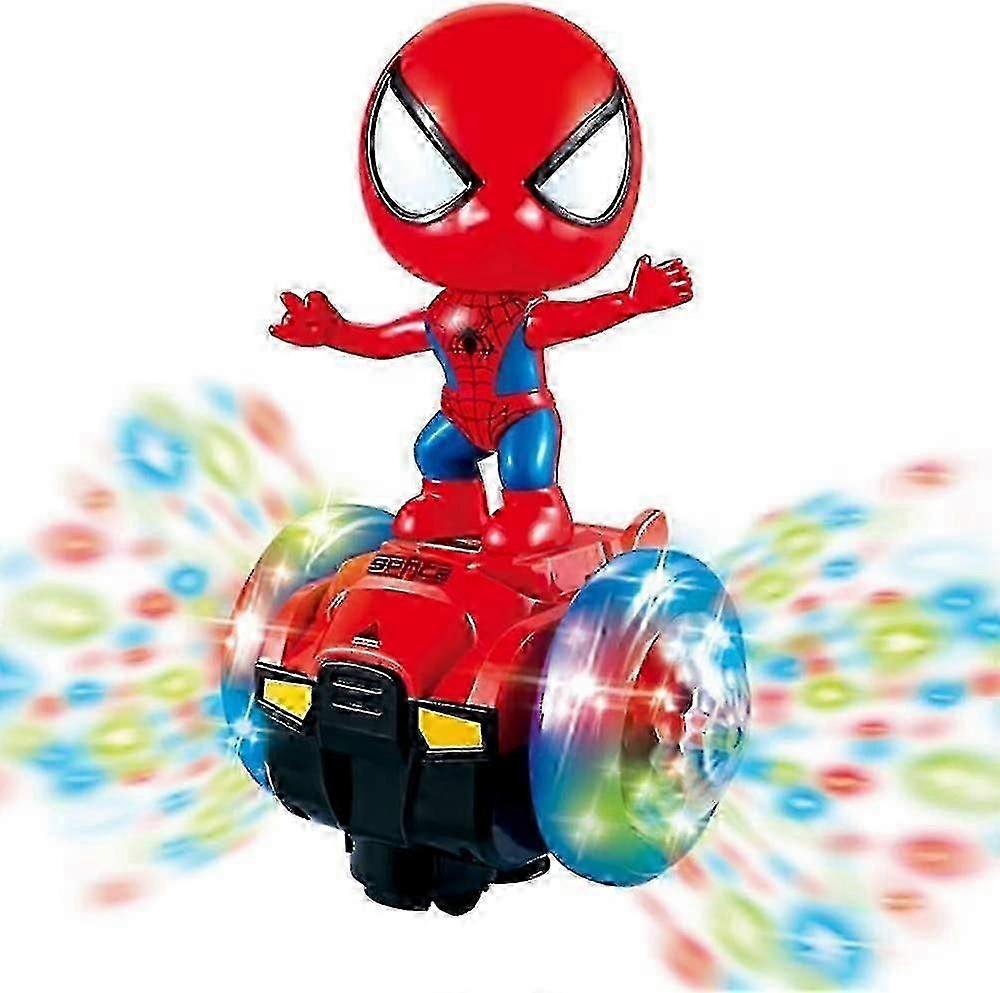 Dancing Spider-man Robot Toys, Spin Robot Interactive Toy Car With Colorful Flashing Lights & Music