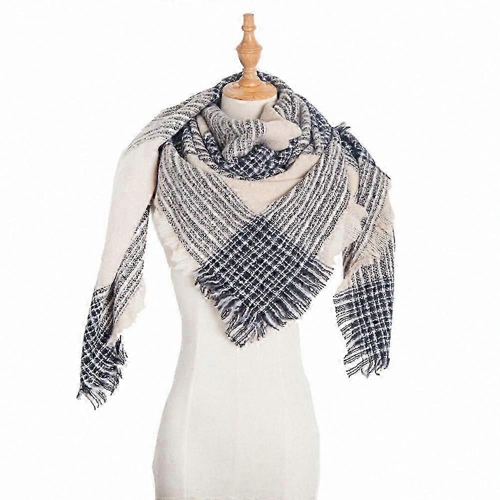 Plaid Triangle Shawl for Women - Lightweight Square Scarf for Autumn and Winter