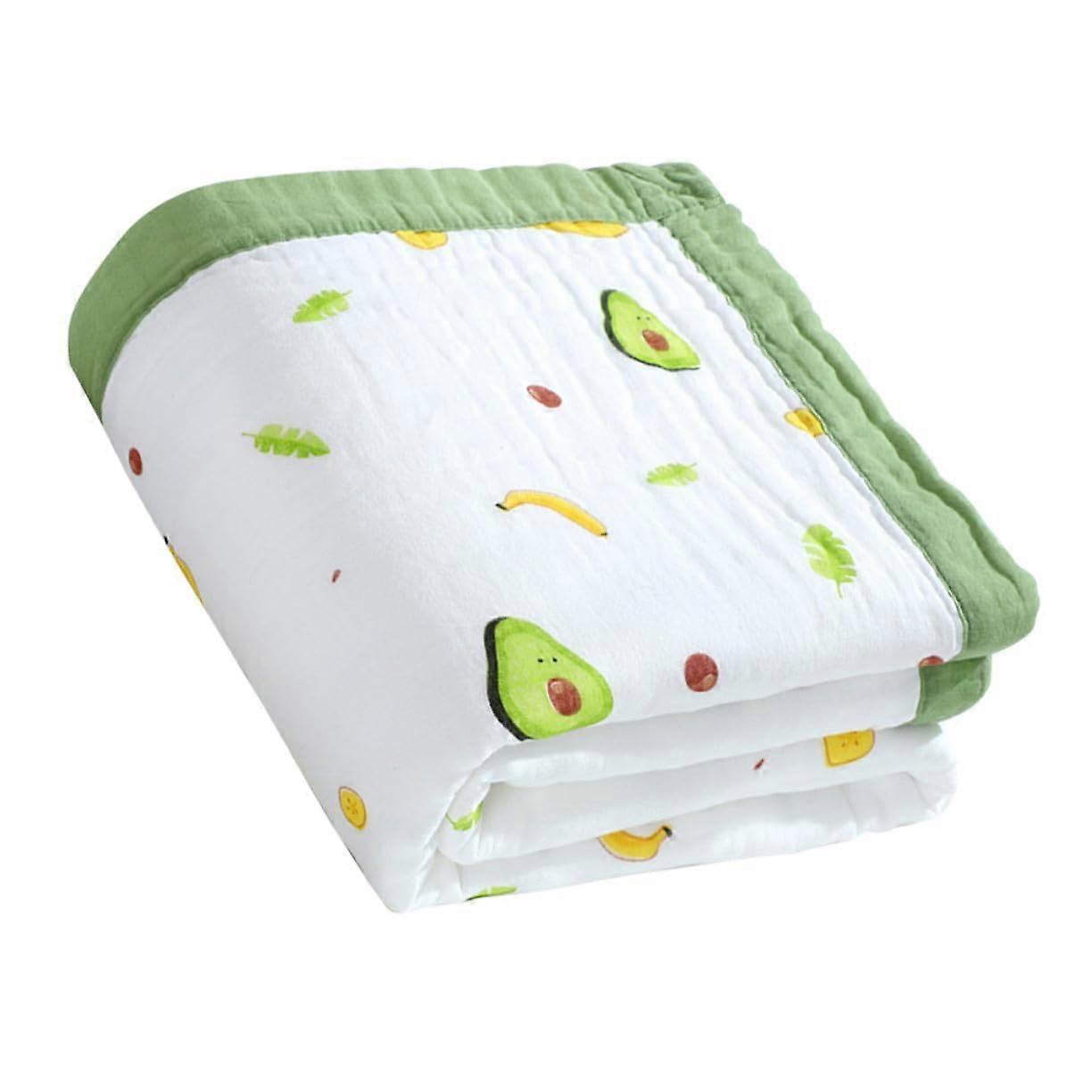 Cotton Bath Towel Avocado Pattern, Muslin Soft Bath Wrap, Lightweight Absorbent, SkinFriendly, For Newborns