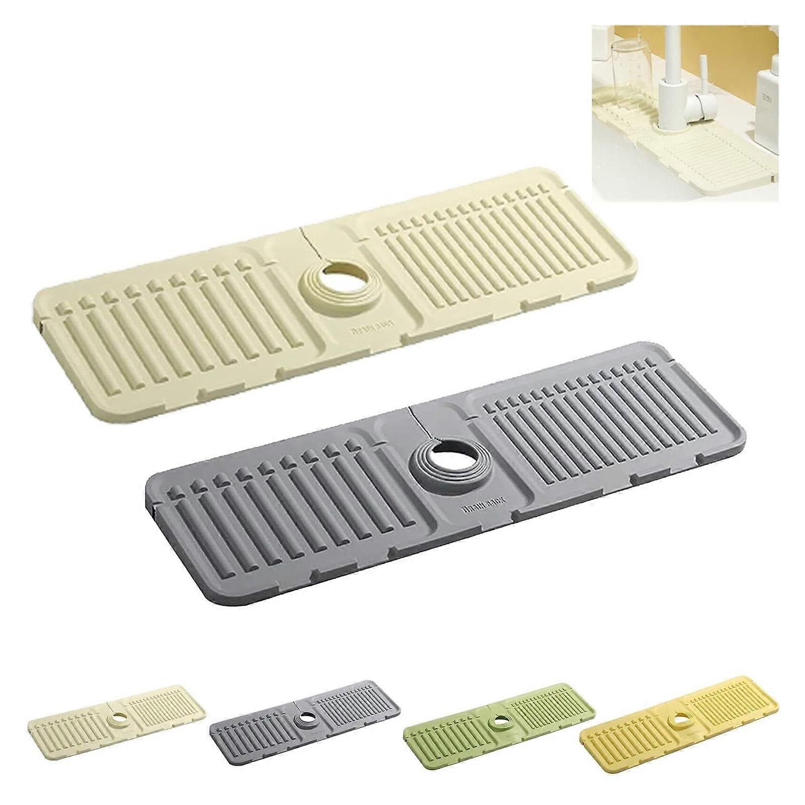2 Pcs Faucet Guard & Draining Mat, Draining Mat, Silicone Sink Splash Guard, Silicone for Sink