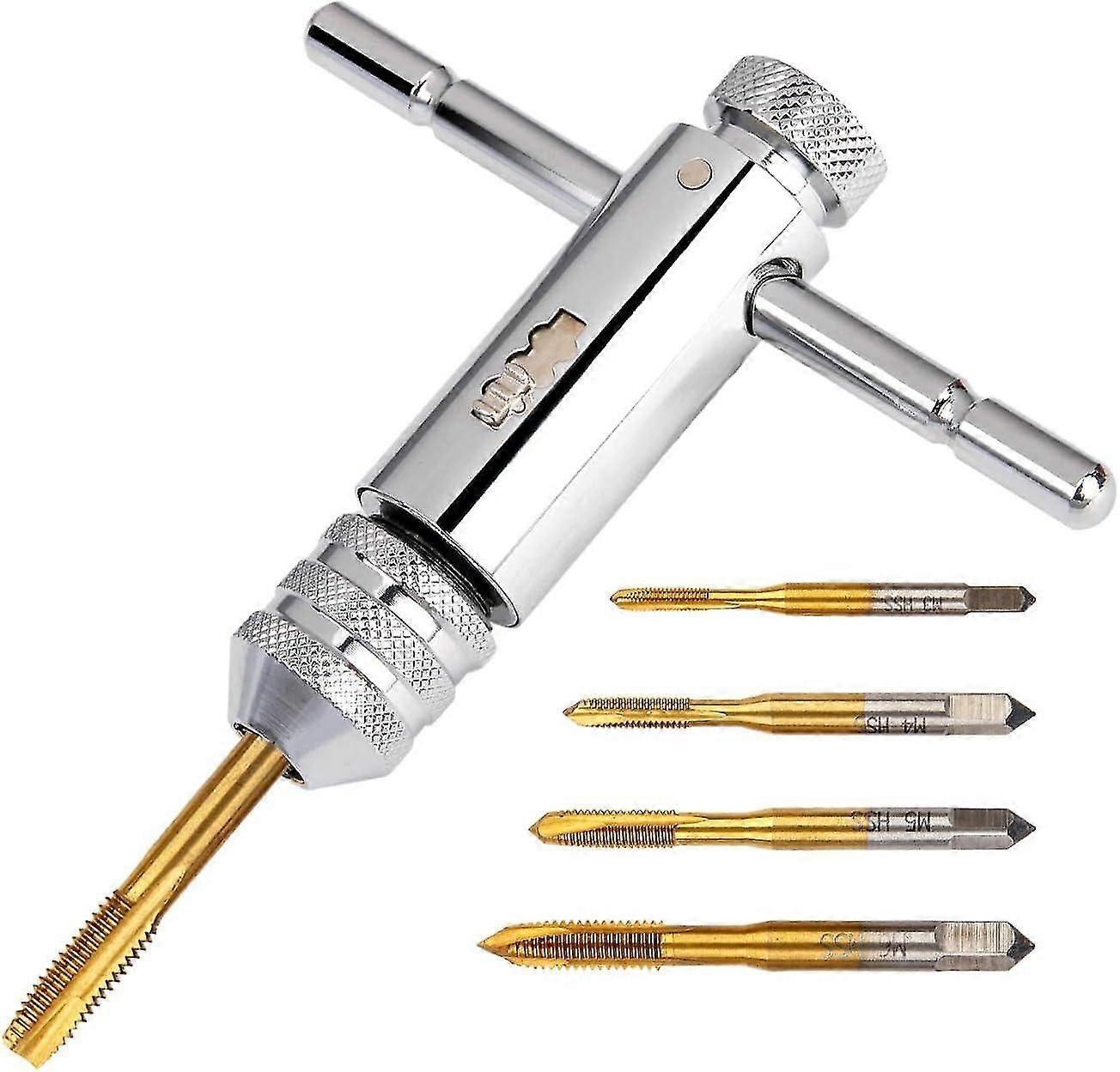 HSS hand taps set titanium coated M3 to M8 with ratchet handle