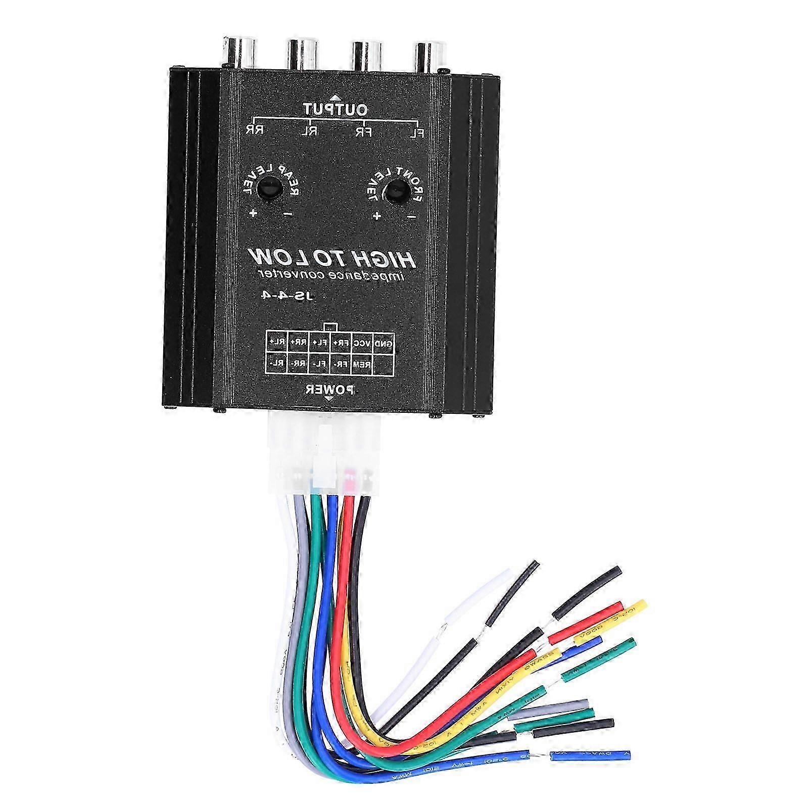 12V 4 Channel Audio Impedance Converter High to Low RCA Line Car Stereo Radio Speaker Frequency Filter