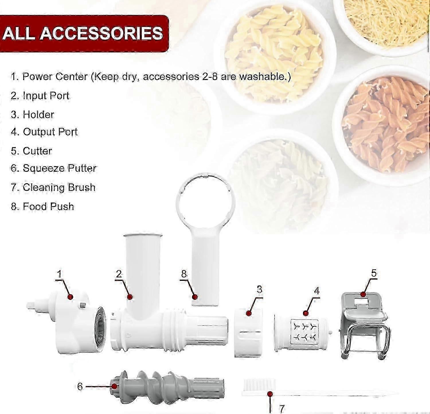 1 Set 6 in 1 Gourmet Pasta Attachment for KitchenAid Stand Mixer with 6 Different Shapesz