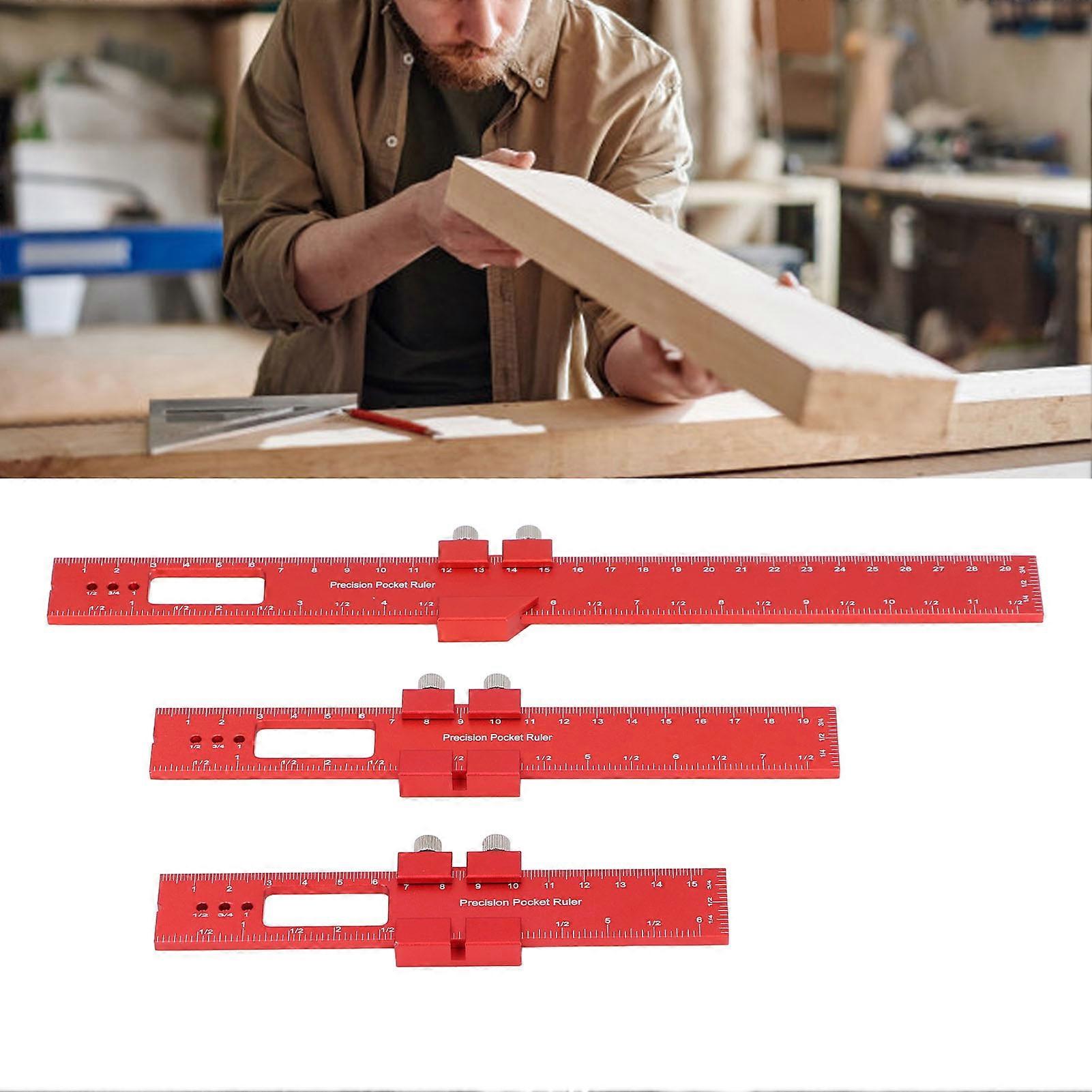 3Pcs Metal Slide Ruler Inch Metric Stop Marking T Type CNC Scribing Measuring Aluminum Woodworking Rule 16 20 30cm 