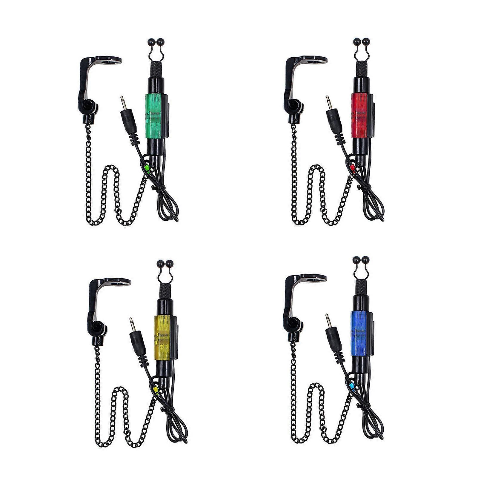 4pcs LED Indicators Fishing Illuminated Swingers Bite Alarm Indicator Lights with Carry Case for Carp Fishing