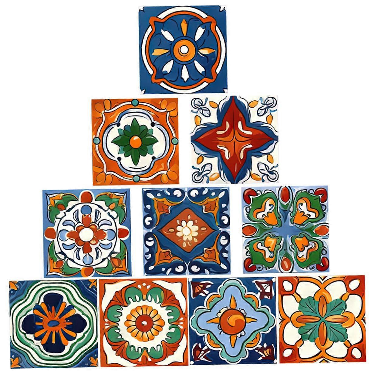 Style Adhesive Tile Stickers 10 Sheets SelfAdhesive Peel And Stick Kitchen Wall Decals Splashproof Easy Clean