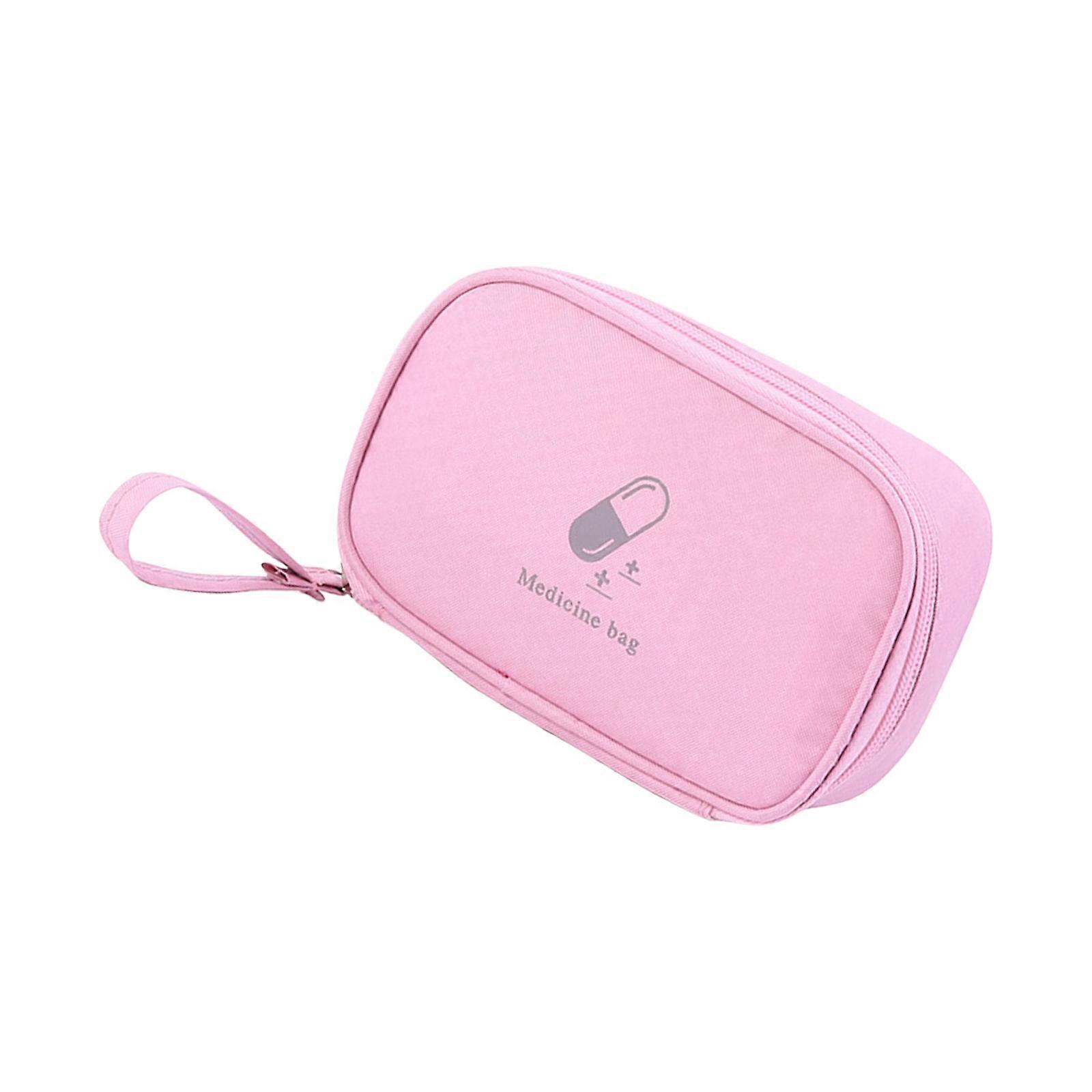 Travel First Aid Bag Empty Medicals Bag with Multiple Compartments,First Aid Pouch with Zipper Closure for Camping  Pink