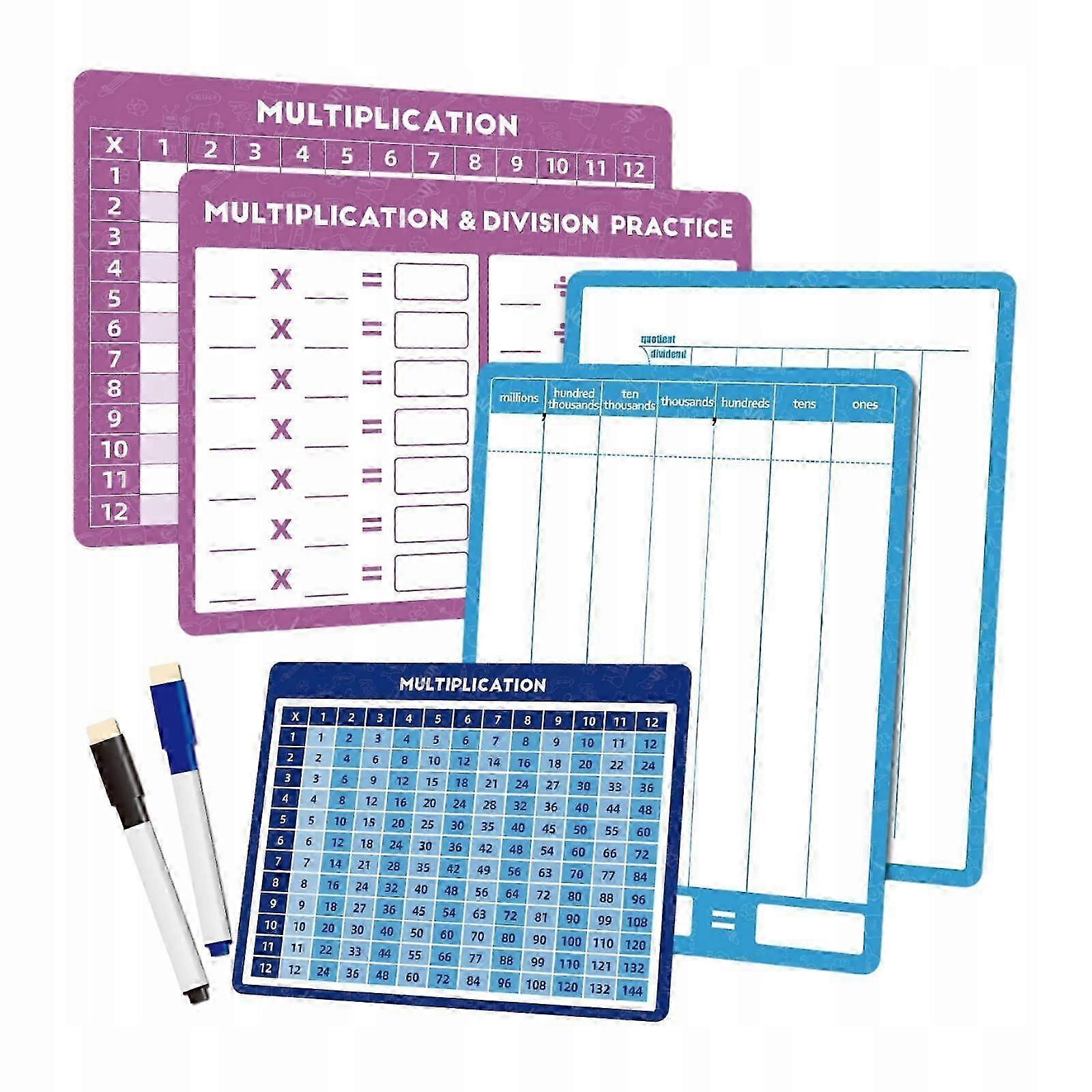 Multiplication Chart Whiteboard Double Sided Times Table Dry Erase Long
