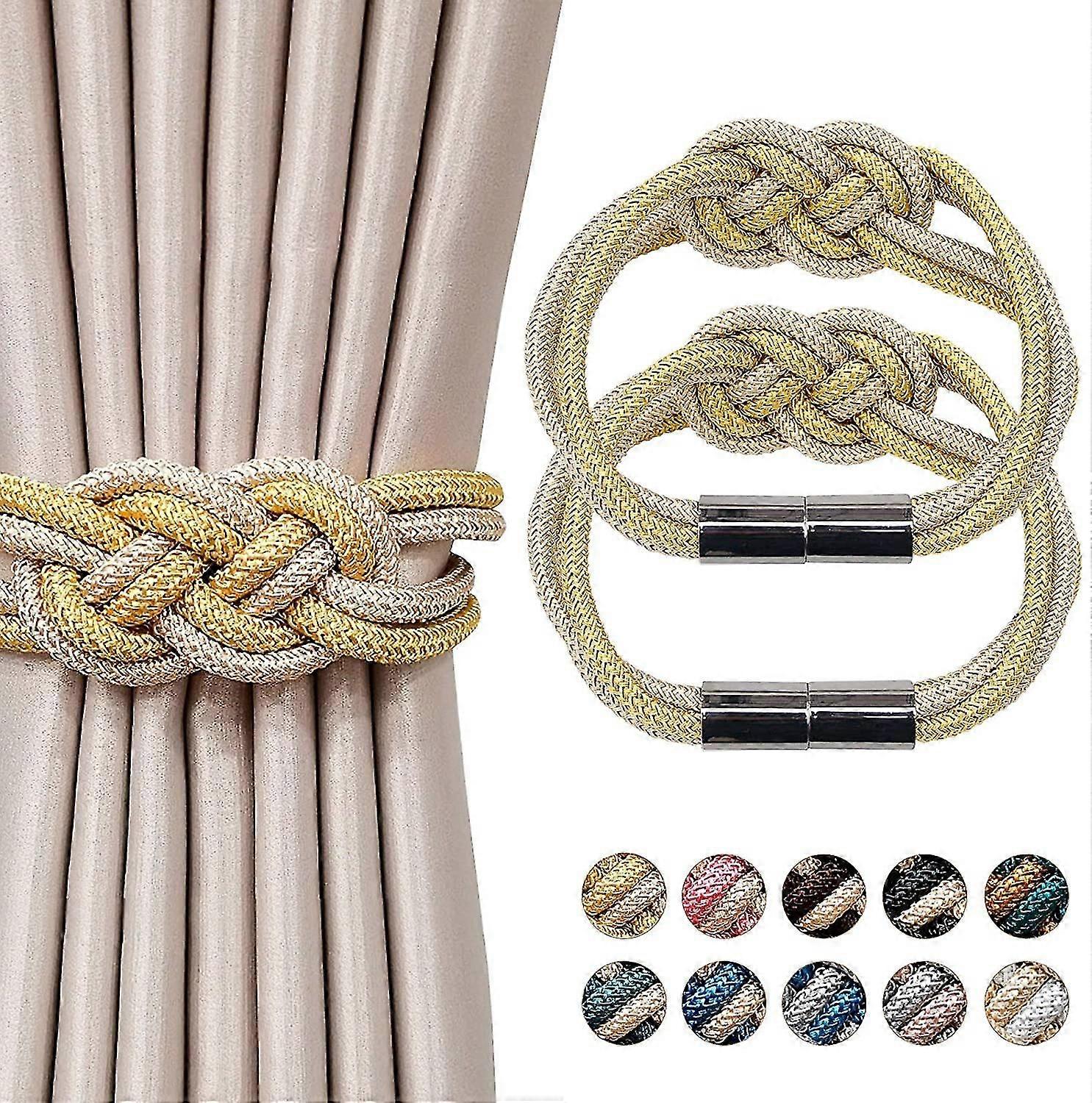 2 Pack puternic magnetice perdea Tiebacks-aur și bej