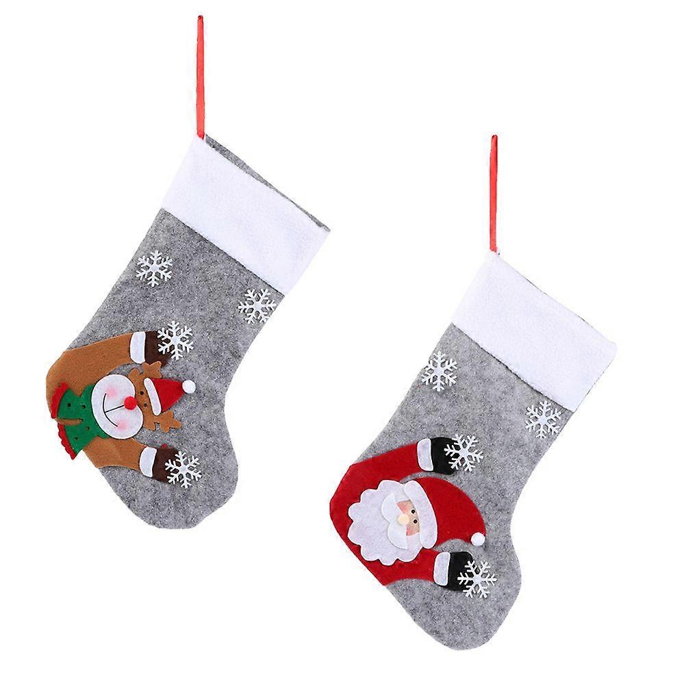 2Pcs Xmas Luminous Stocking Decorative Sock Pendant Gift Candy Storage Bag