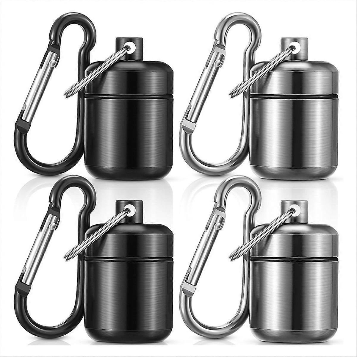 4 Pack Ear Plug Carrying Case Keychain, Portable Keychain Pill Case, Waterproof Metal Earplug Case S