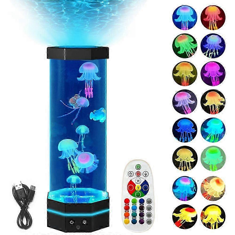 15inch Jellyfish Lava Lamp 17 Colors Changing Jellyfish Lamp With Remote Control USB Plug-in Bubble Fish Lamp Kids Night Light
