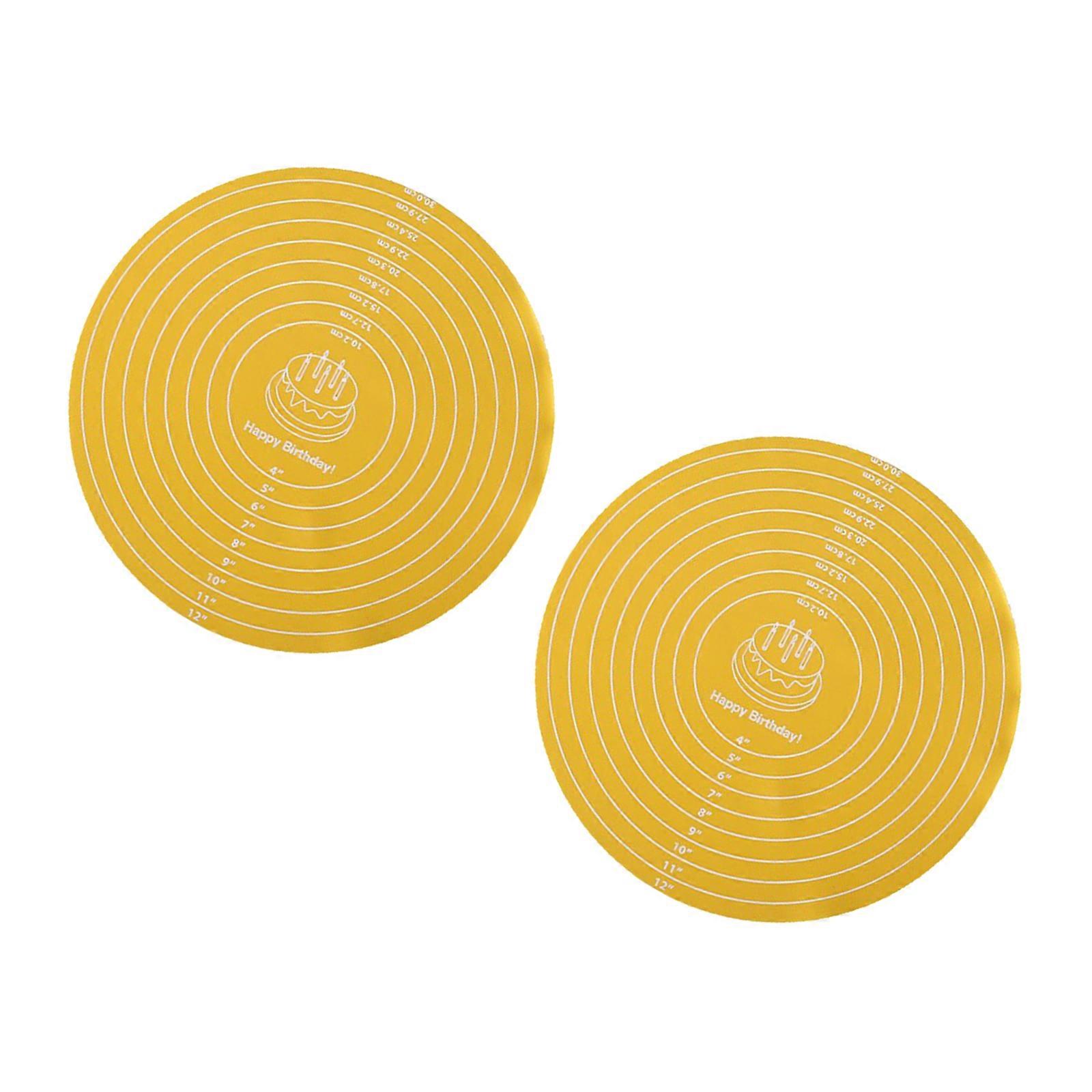 2 Piece Multipurpose Nonstick Silicone Baking Sheet Nonslip Cake Mat For Rolling Mixing Dough And Pastry Making Tasks  Yellow