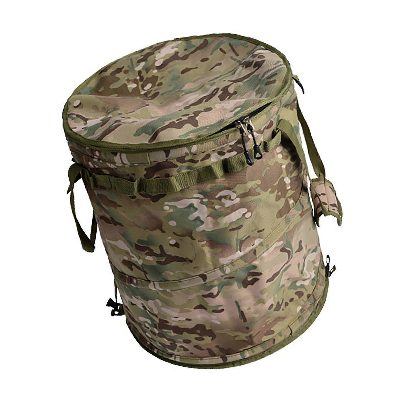Foldable Garbage Container for Campsites Outdoor Picnics BBQ Camping Trash Can Foldable Garbage Bin with Zippered Lid  MC Camouflage