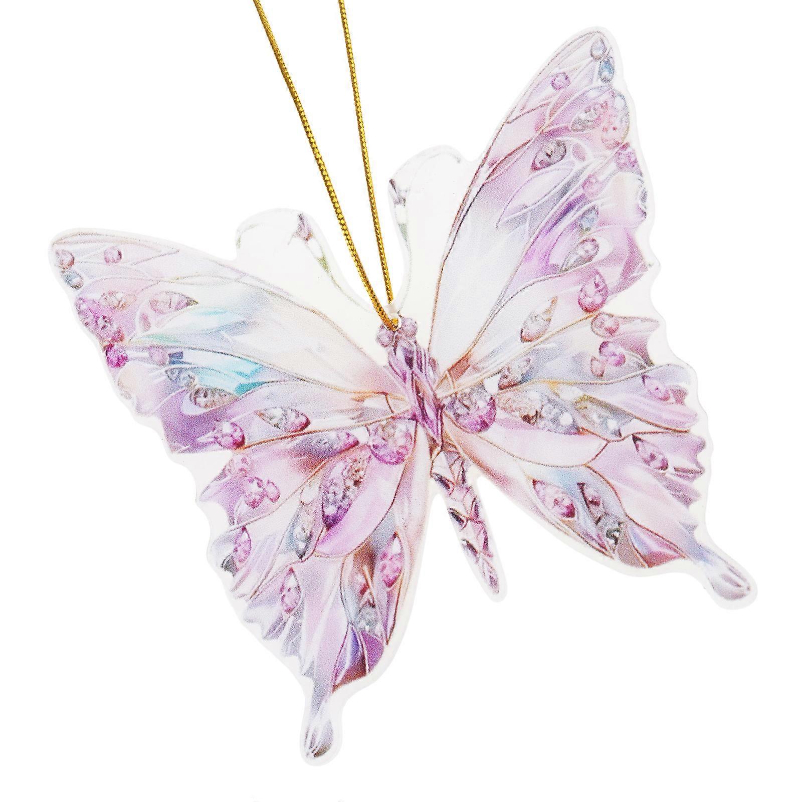 Färgglad fjärilshänge i akryl med kristallliknande design i 2D-format för bilspegel och heminredning i flerfärgad färg