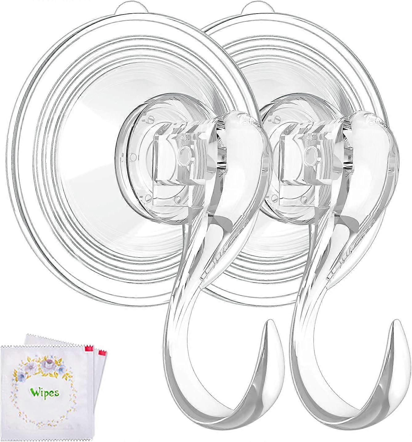 Wreath Hanger, Large Suction Cup Wreath Hooks with Wipes, Heavy Duty, 22 LB Capacity, Removable and Reusable, Clear, 2 Pcs