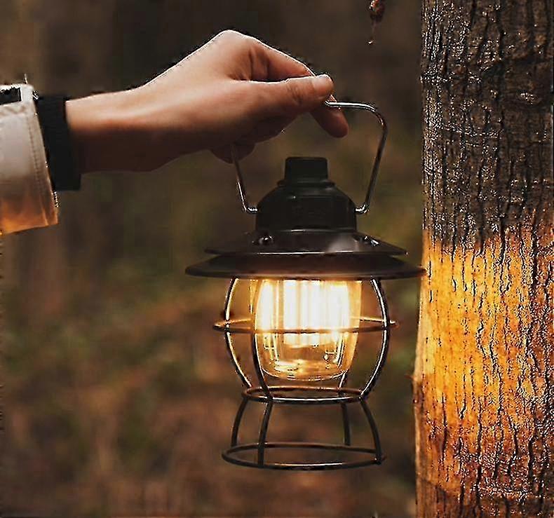 For Retro LED Camping Lantern - Type-C Rechargeable, Dimmable & Handheld (1 Pack)