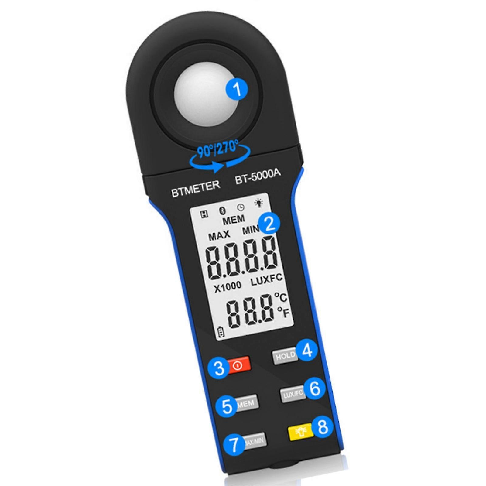 Advanced Illuminance Meter Digital Light Luxmeter With Wireless Connectivities & High Precise Sensors Indoor Outdoor Use Multicolor