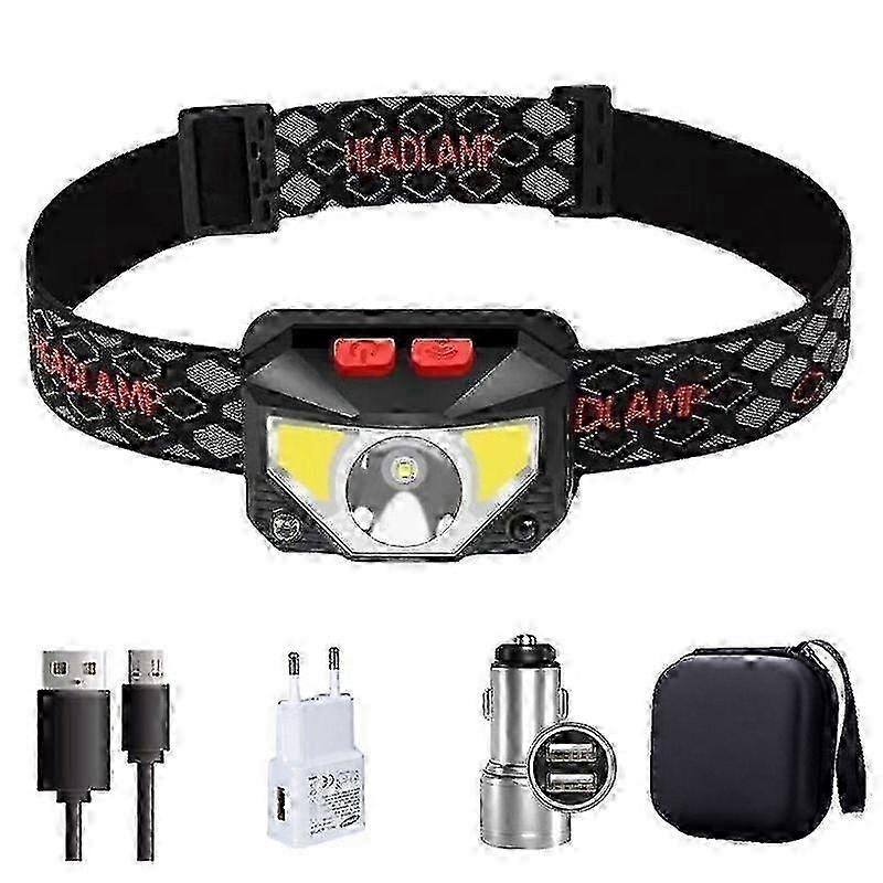 x Mini XPE+COB Sensor LED Sauna Light, aste by USB, 8 Light Modes, Built-in 1200mAh Battery, Front Flashlight, Fishing Torch