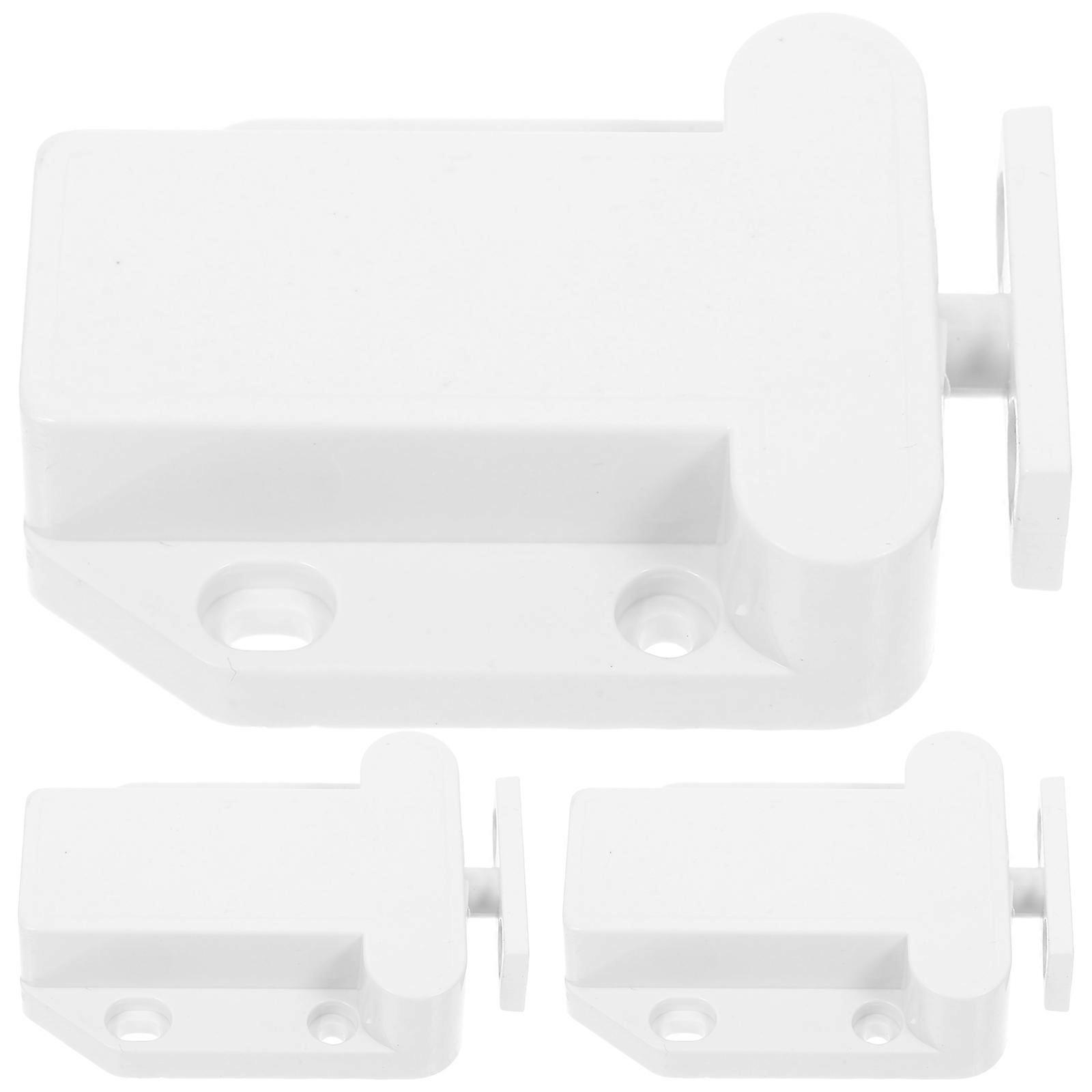 Rebound Self-Locking Device 3Pcs Push Close Latch For Cabinet Doors In White With Automatic Operation For Convenient Use