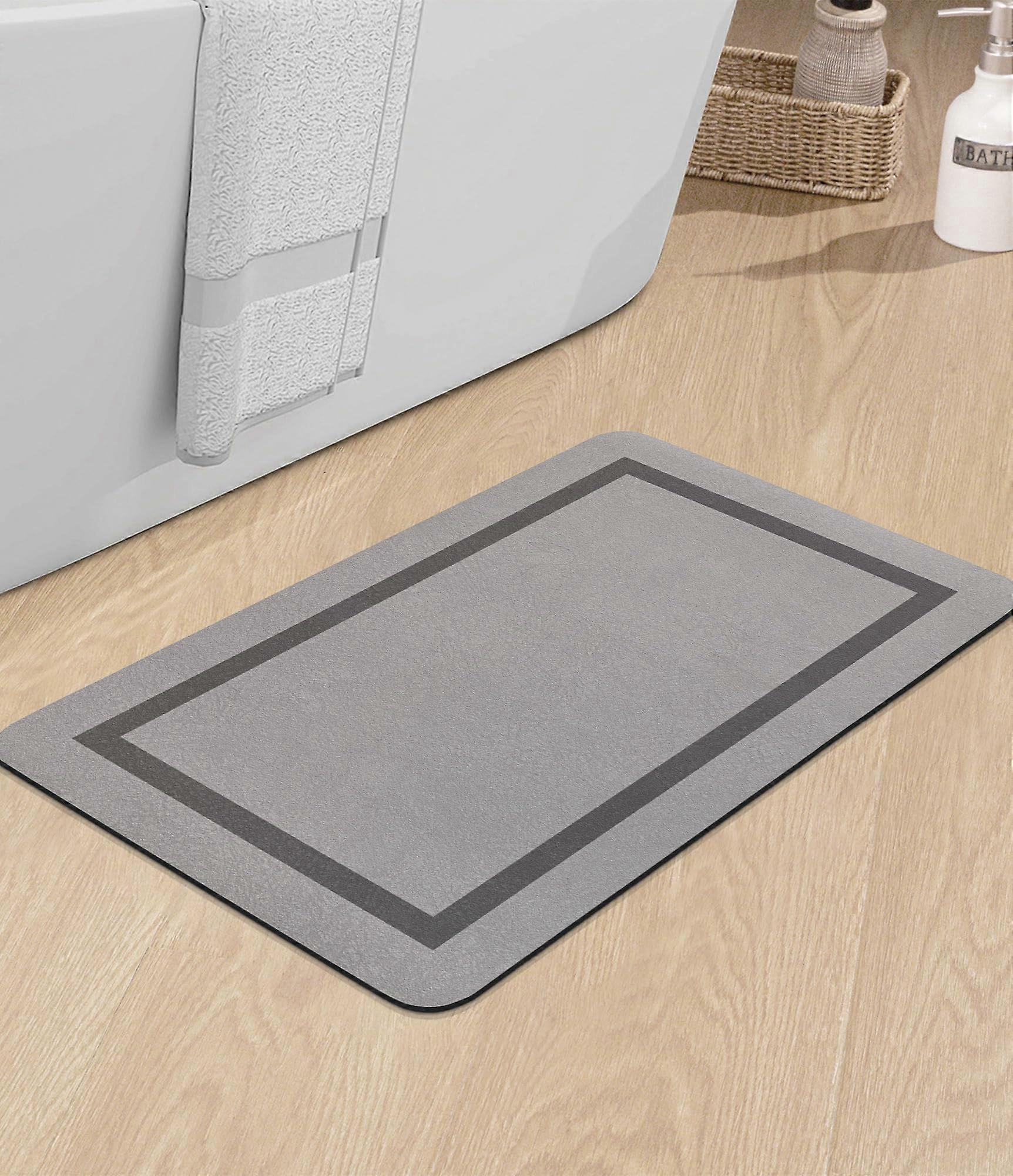 Bathroom Rug Non Slip Quick Dry Absorbent Bath Mat for Bathroom Floor 24x16 Grey Rectangular