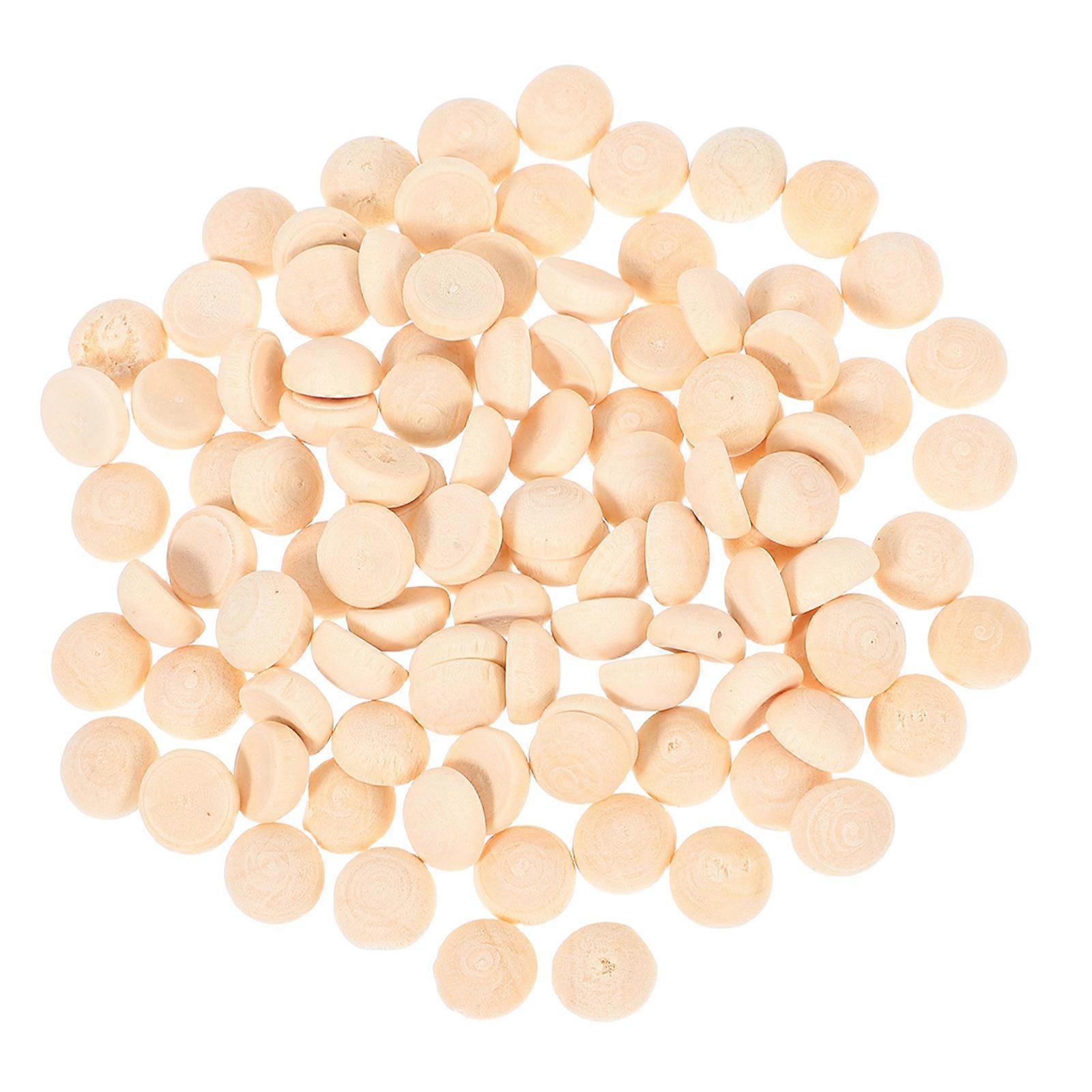 100 قطعة الخرز الخشبي غير المكتمل نصف كرات خشبية غير مكتملة كرات خشبية لحرف DIY الفنية