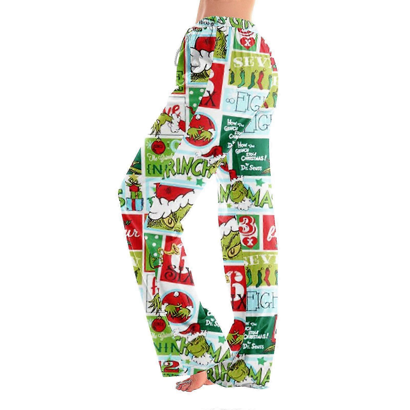 Damen-Pyjamahose mit elastischem Bund und weichem Grinch-Print