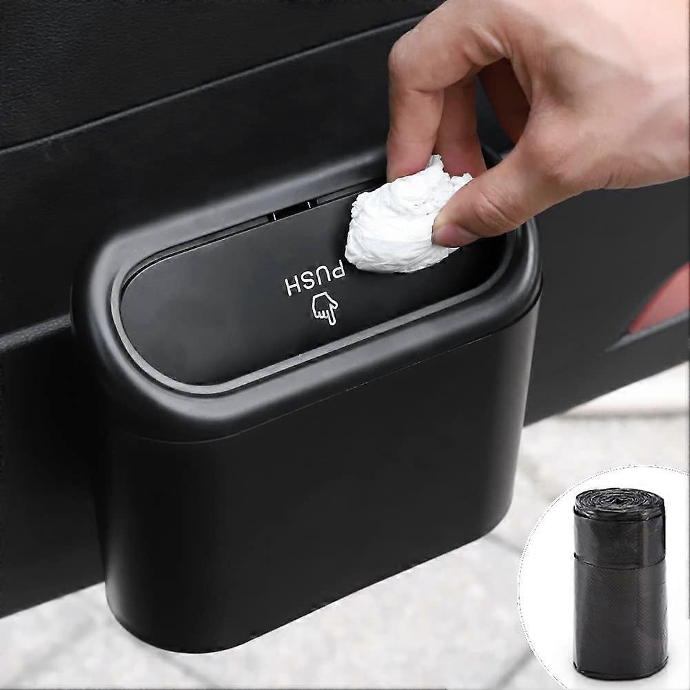 Car Trash Can with Lid, Leakproof OdorSealing Auto Garbage Bin, Compact LargeCapacity Black
