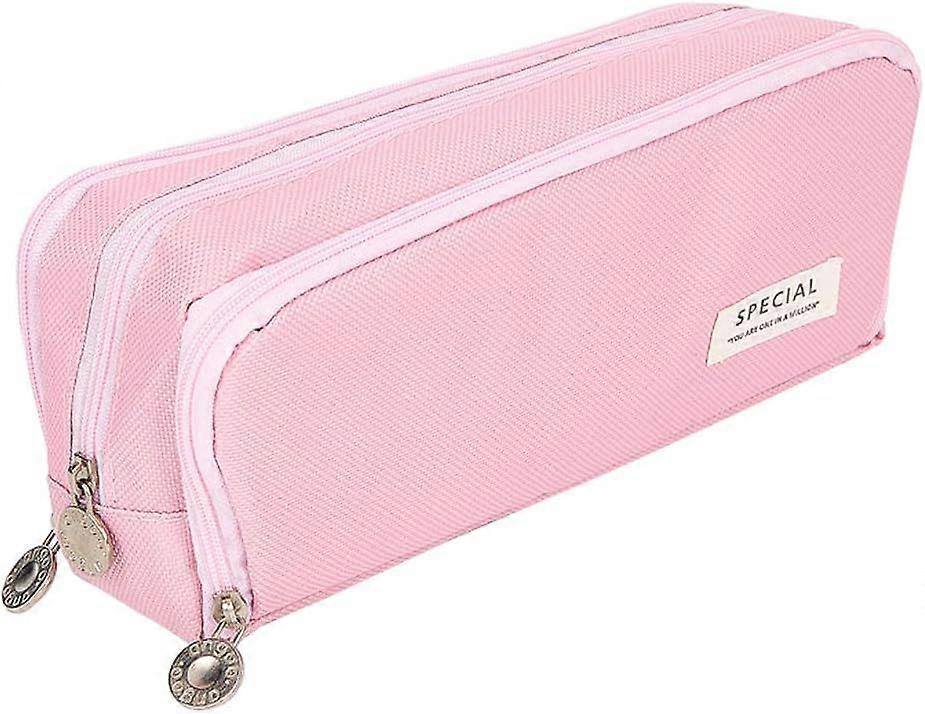 Canvas Pouch Large Capacity Portable Bag Pouch Multi-layered Compartments Stationery Organizer Supplies for Office Journaling Travel Makeup Brushes Pi