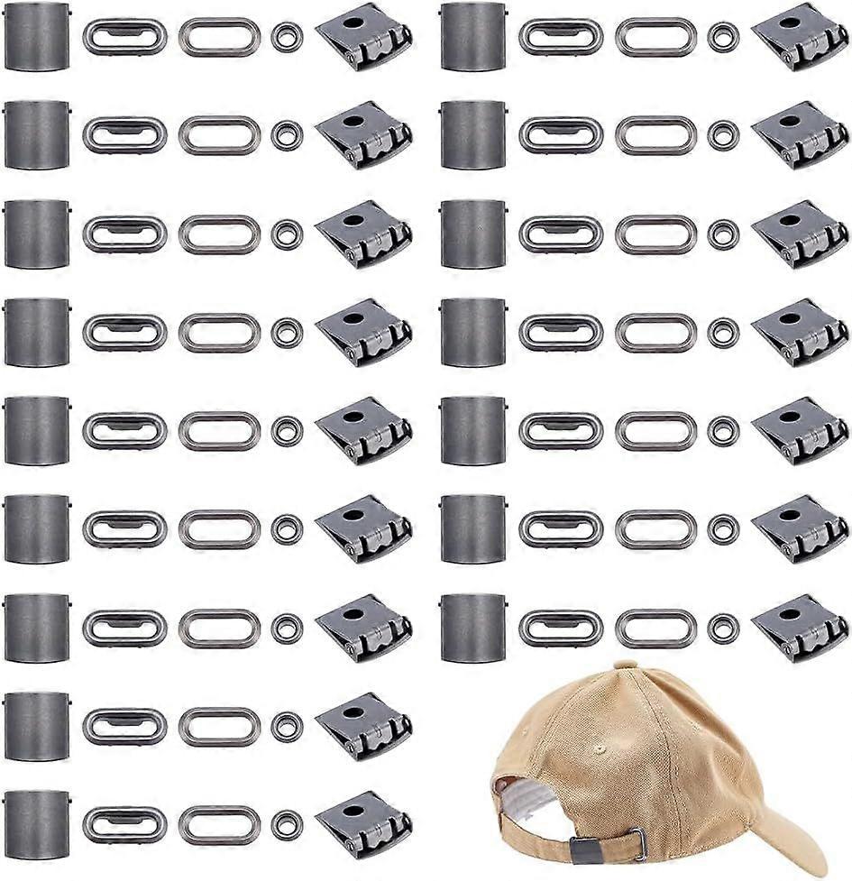 24 Sets Brass Hat Cap Buckle Baseball Hat Adjustment Buckle Closures with Eyelets for Backpack Straps