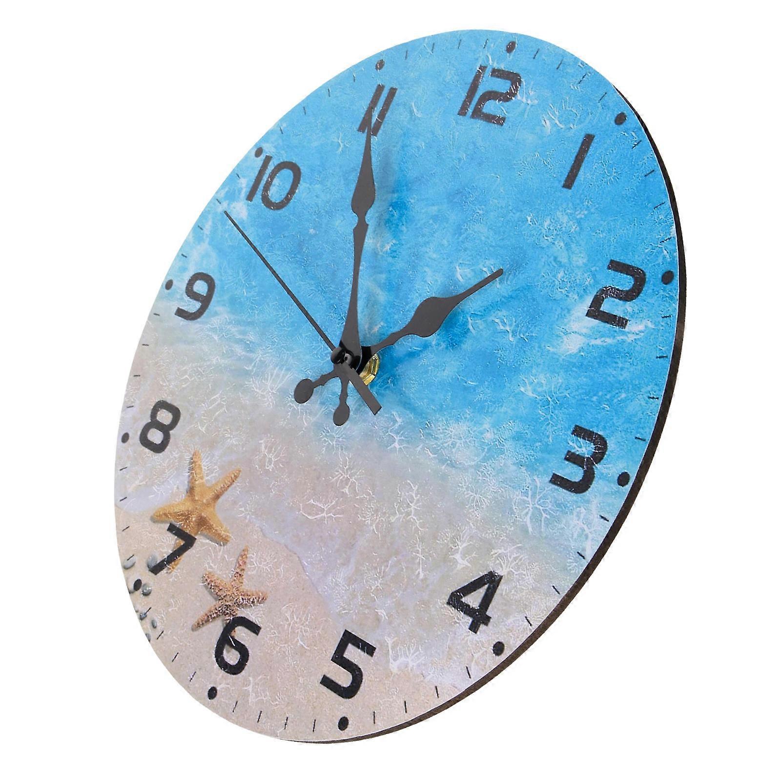 Multi Color Beach Wall Clock for Home Wooden Silent Wall Clock