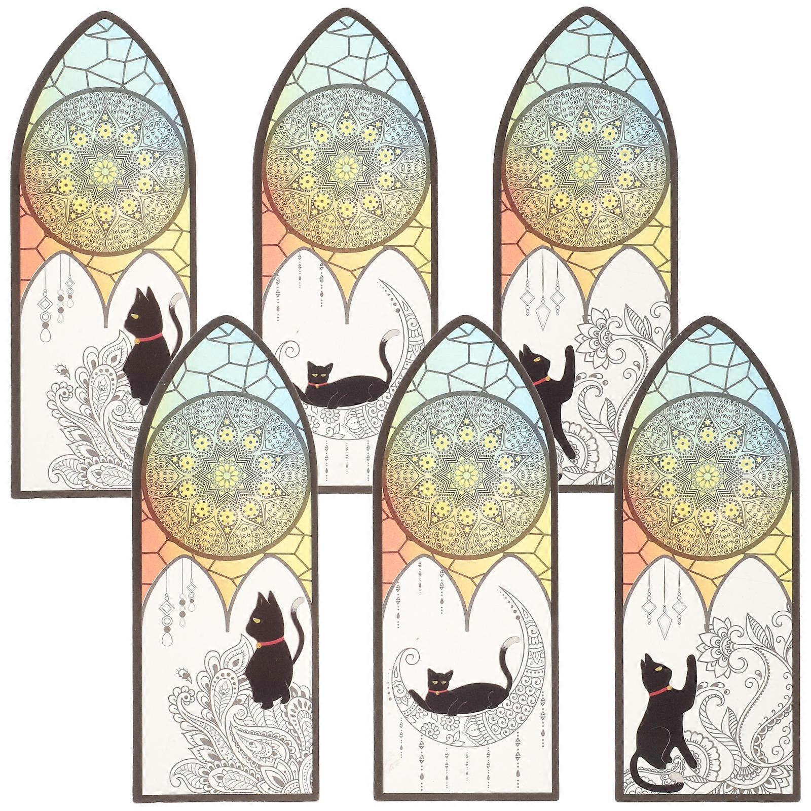 Black Cat Scrapbook Bookmark Reading Bookmark for Students 6Pcs