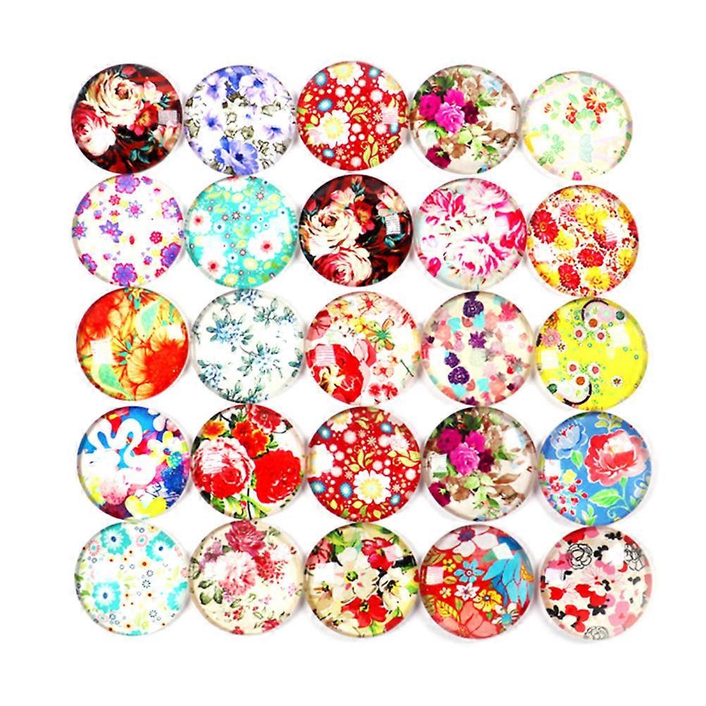 Glass Patch Round Flower Pattern for DIY Use 100Pcs Jewelry Craft Accessories